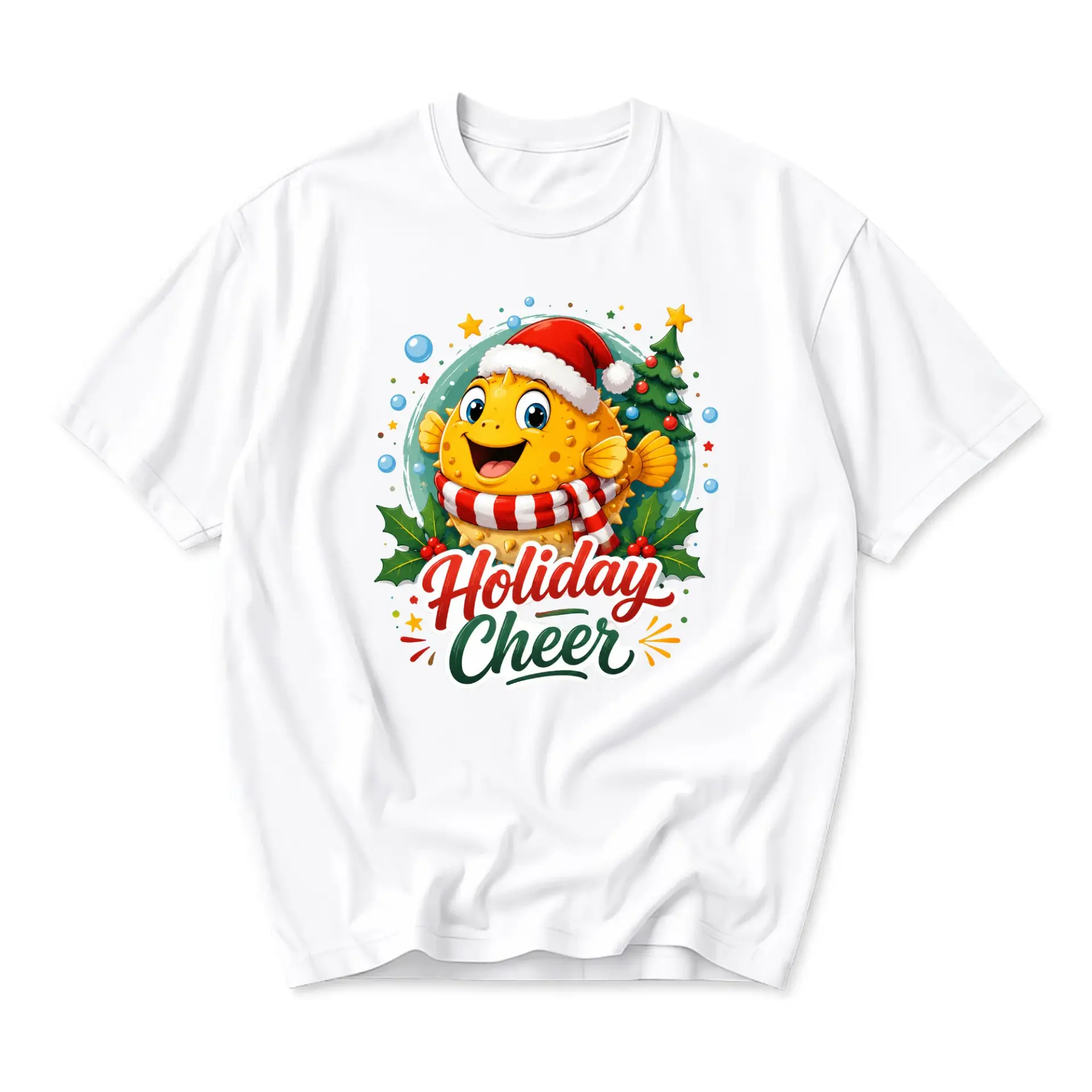 Graphic Tee Holiday Cheer Illustration Unisex Crew Neck Short Sleeve Casual Cotton Blend Apparel