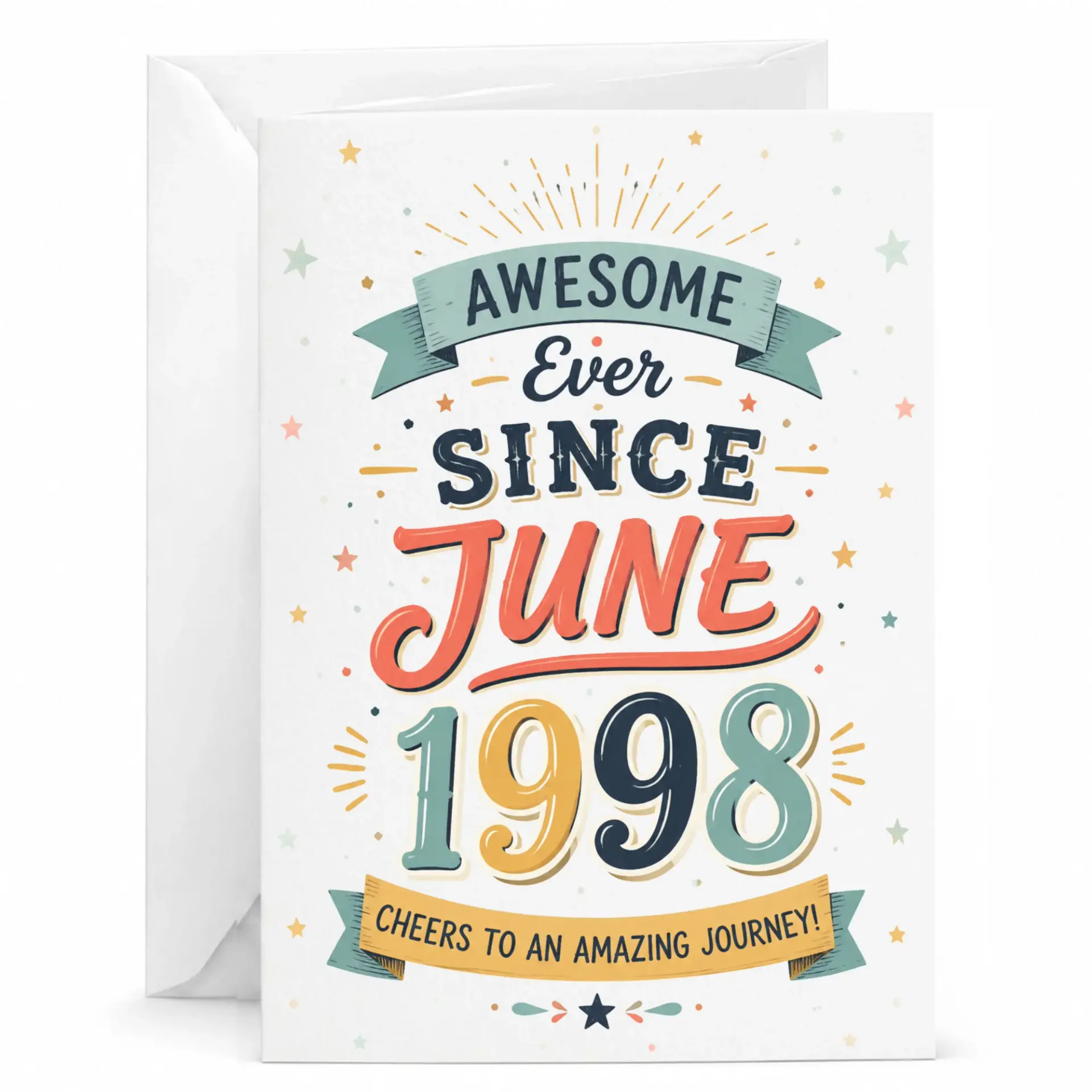 Greeting Card Awesome Ever Since June 1998 Vintage Style Birthday Anniversary Celebration Card 5x7 Inches Folded