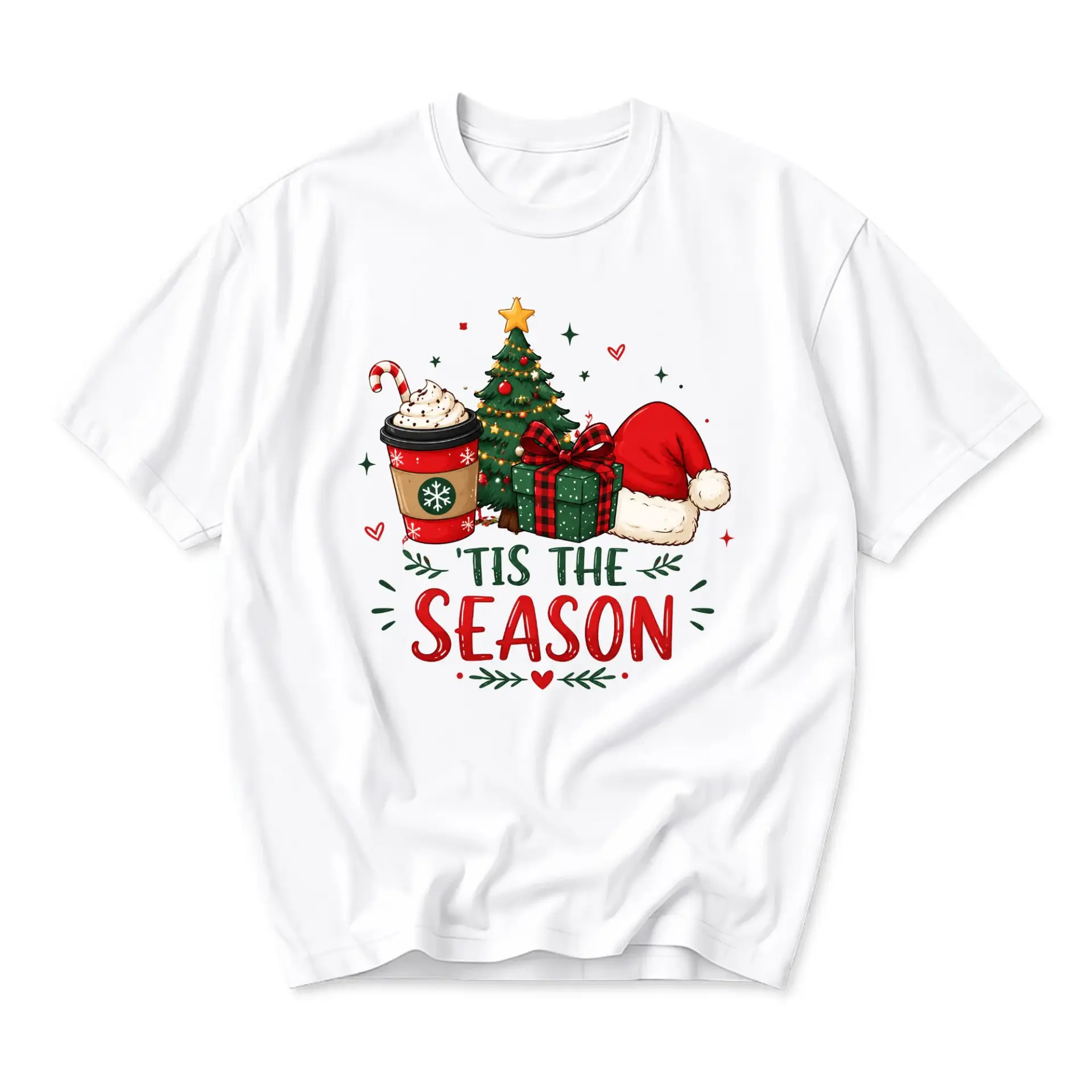 Graphic Tee Tis the Season Christmas Holiday Unisex Shirt Festive Casual Short Sleeve Cotton Blend Crew Neck Apparel