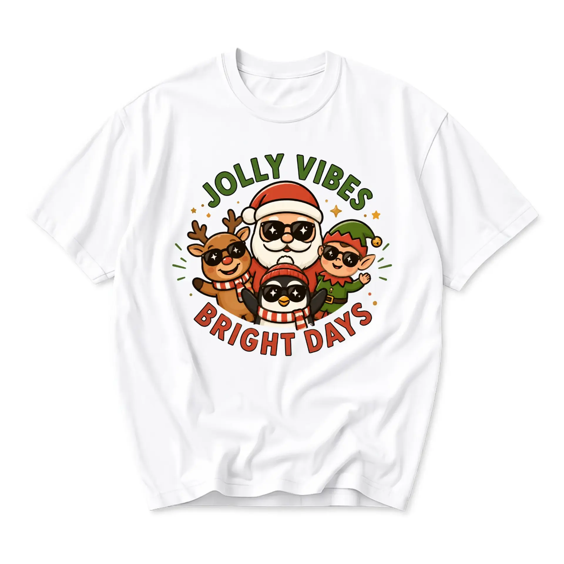 Funny Shirt Jolly Bright Days Holiday Graphic Tee Unisex Short Sleeve Crew