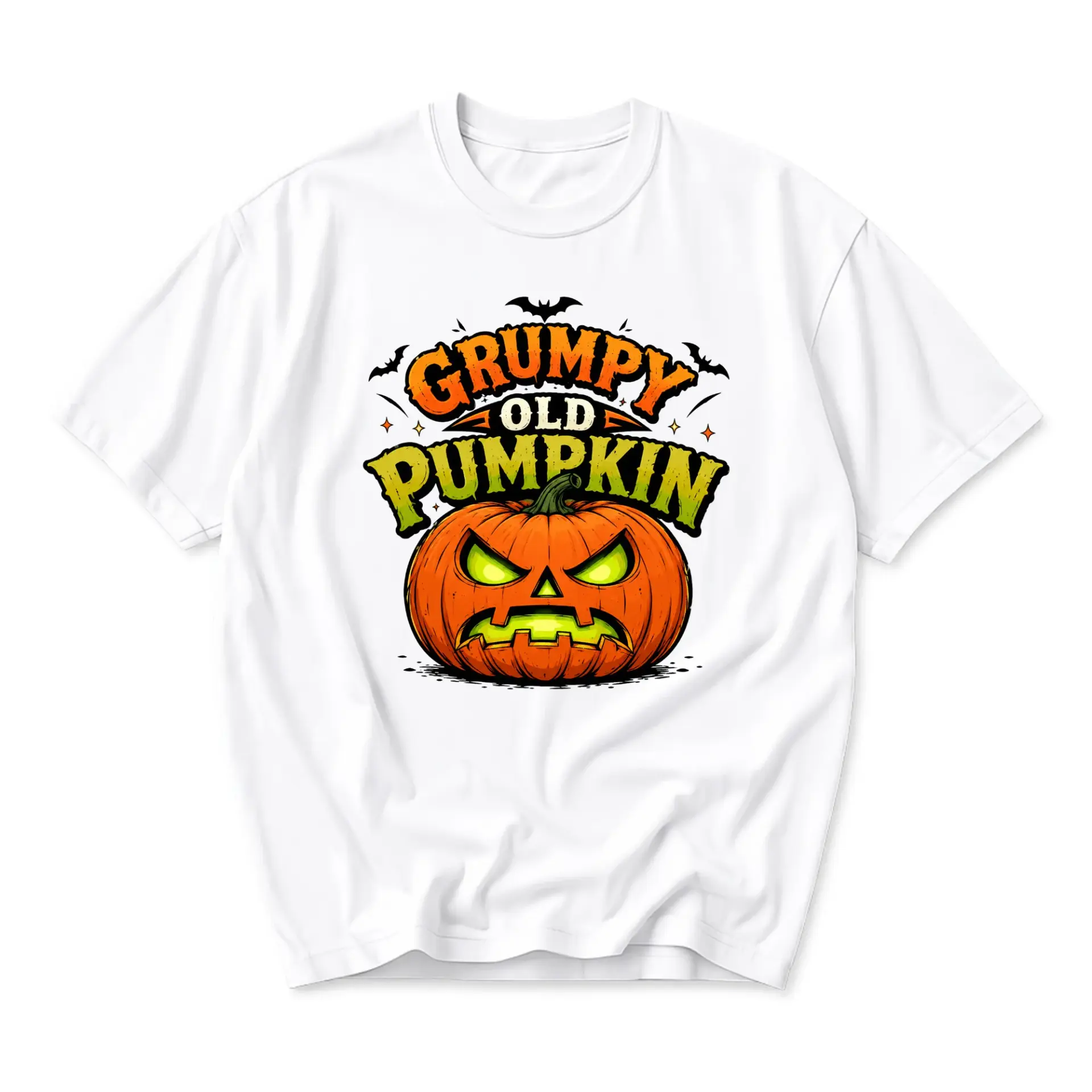 Funny Shirt Grumpy Old Pumpkin Graphic Tee Seasonal Halloween Costume Unisex Casual Cotton Crew Neck Short Sleeve Top
