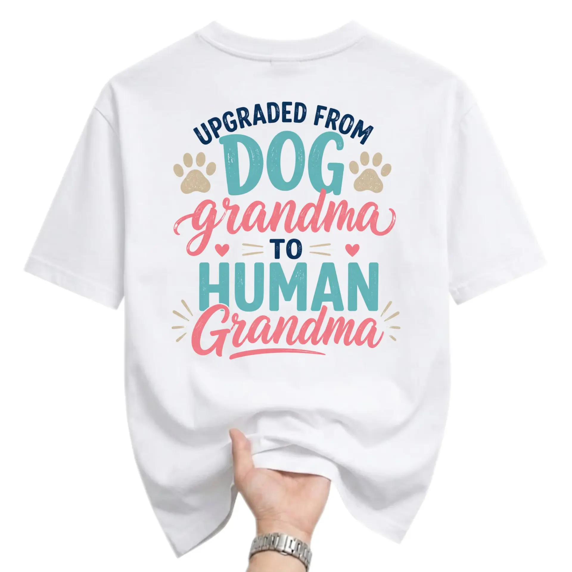 Funny Shirt Upgraded from Dog Grandma to Human Graphic Tee Unisex Casual Crew Neck Comfortable Cotton Blend