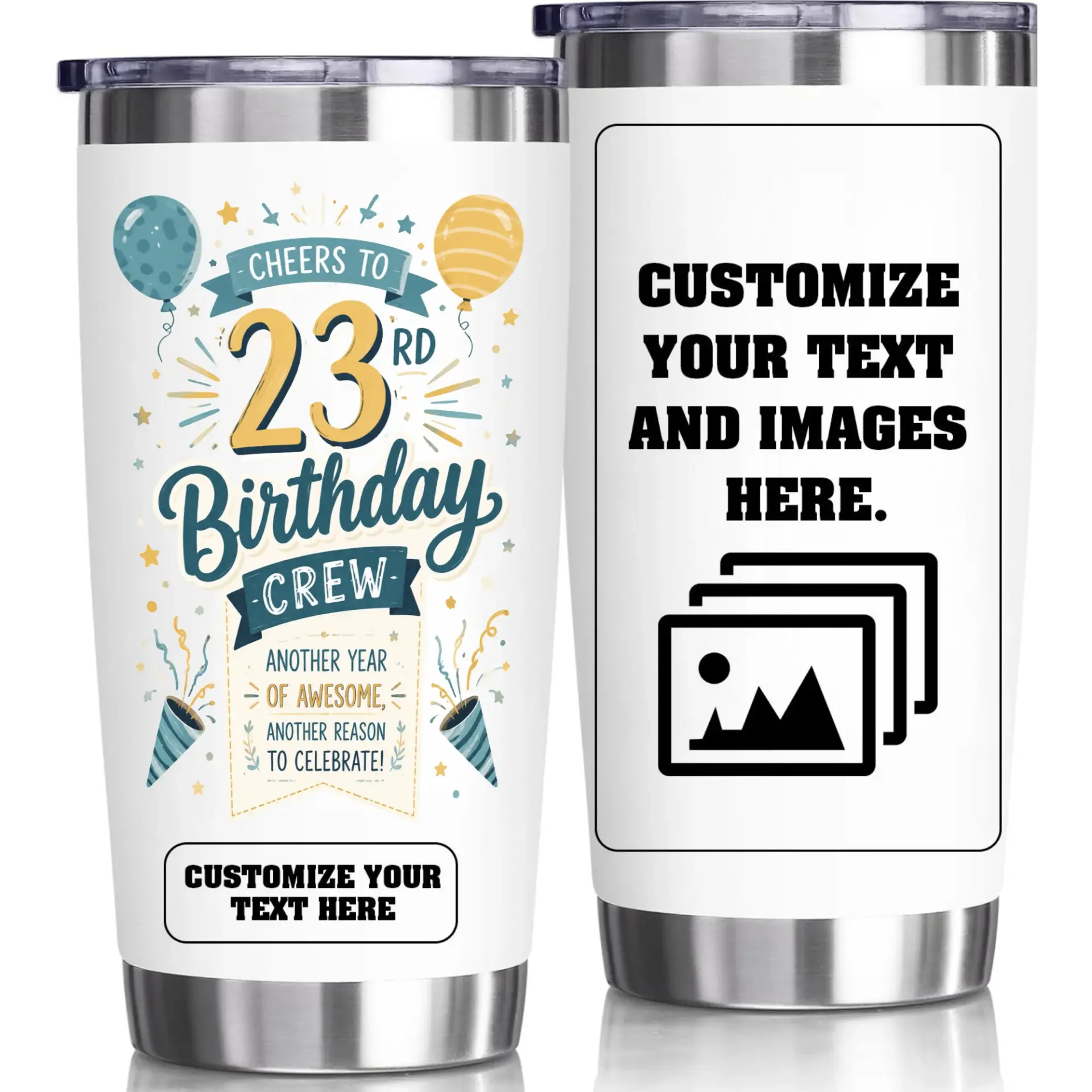 Stainless Steel Tumbler 20oz Personalized Birthday Gift Cup for Friends Travel Coffee Mug with Insulated Lid Design