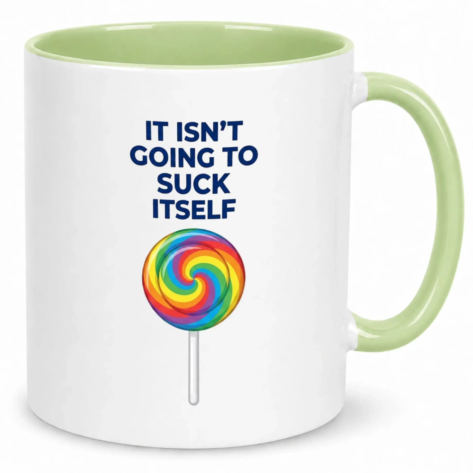 Funny Ceramic Coffee Mug with Rainbow Lollipop Design, Humorous Novelty Drinkware for Adults, Unique Gift Idea for Coworkers and Friends
