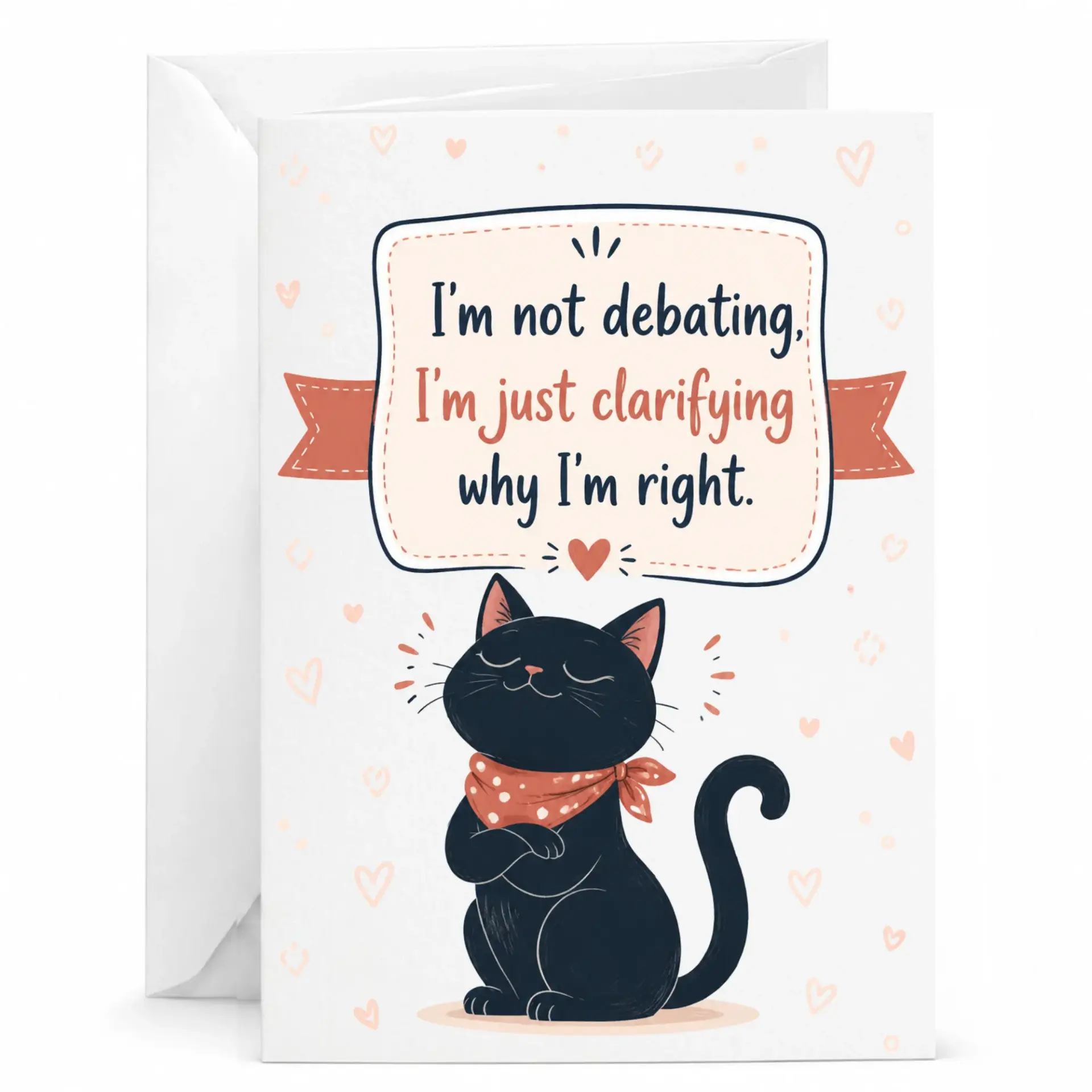 Funny Cat Greeting Card I Am Not Debating I Am Just Clarifying Why I Am Right Sarcastic Birthday Card with Envelope
