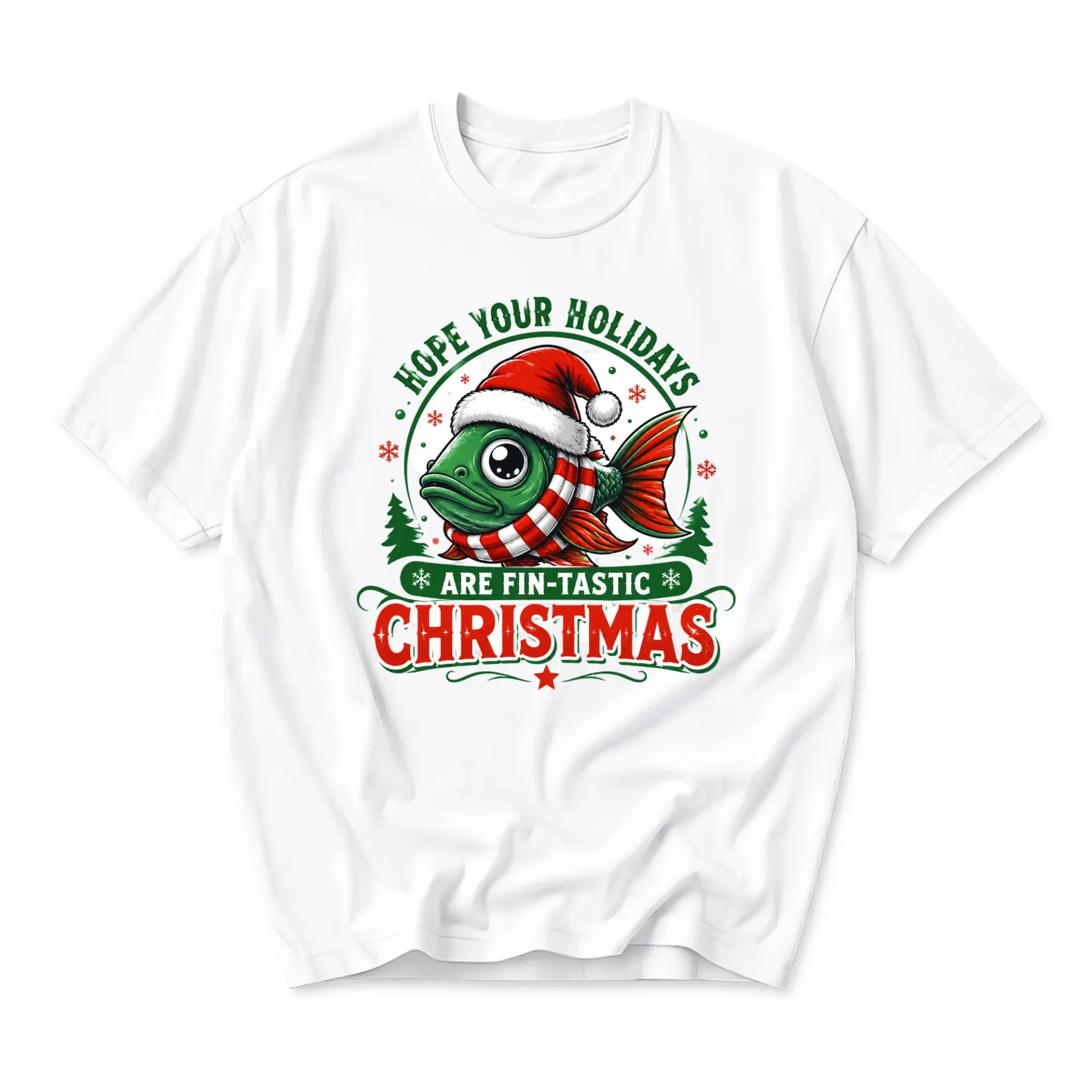Funny Shirt Your Holidays Are Fin-Tastic Christmas Graphic Tee Festive Humor Unisex Crew Neck Apparel