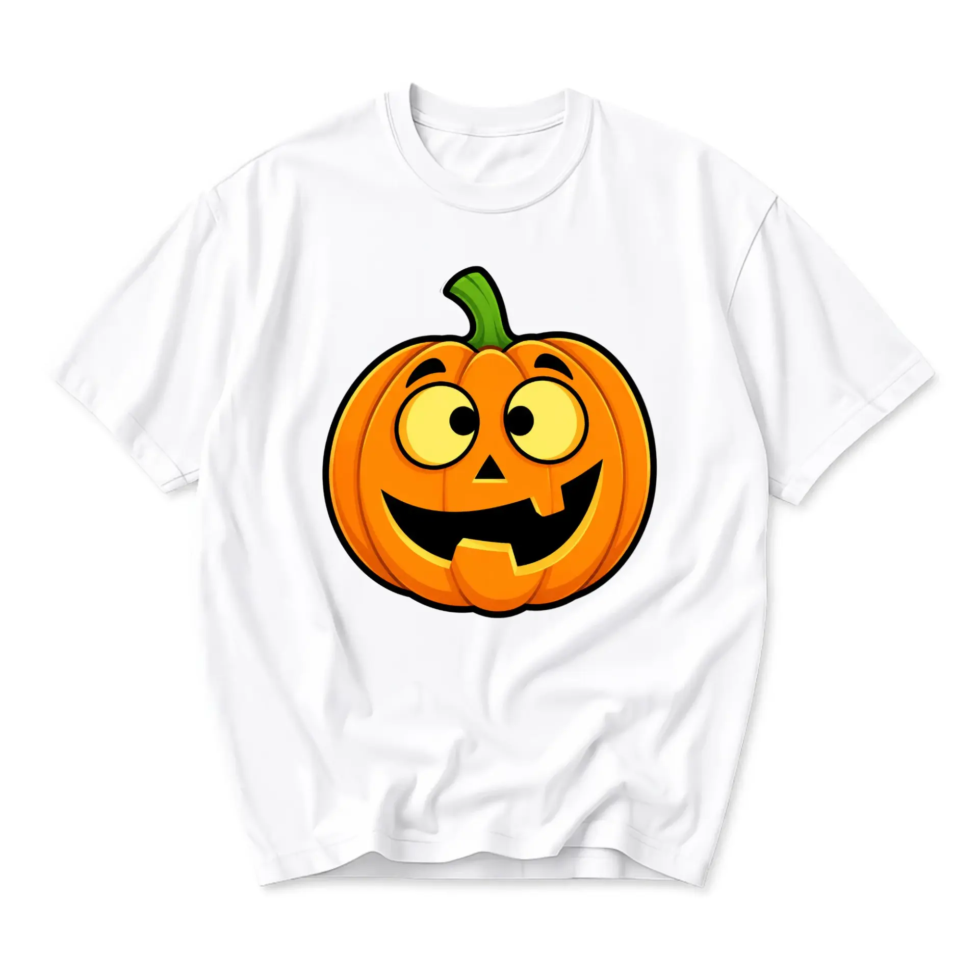 Graphic Tee Pumpkin Face Shirt Unisex Crew Neck Short Sleeve Cotton Apparel for Casual Fall Seasonal Holiday Outfit Wear