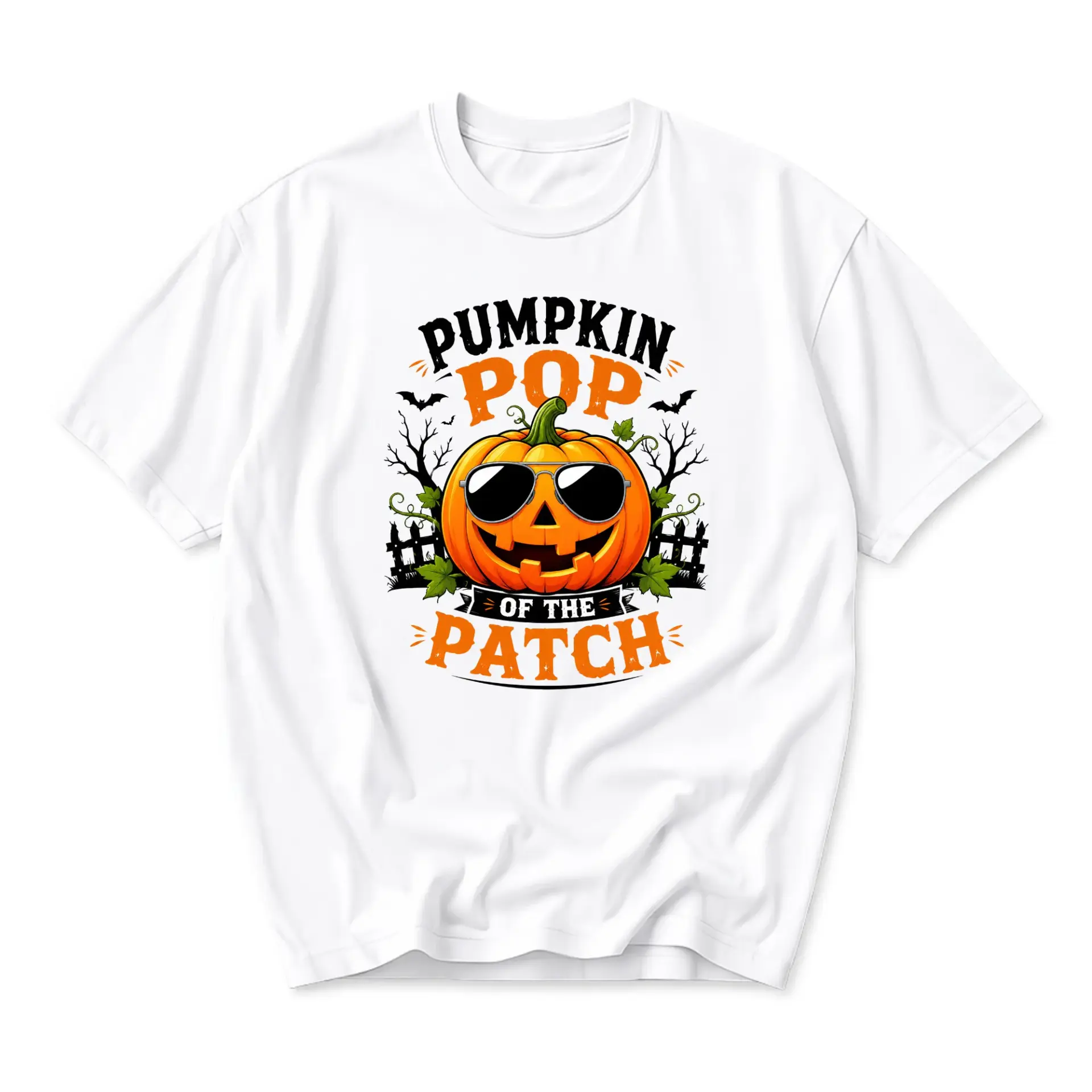 Funny Shirt Pumpkin Pop of the Patch Graphic Tee Unisex Seasonal Autumn Fall Crew Neck Cotton Casual Short Sleeve