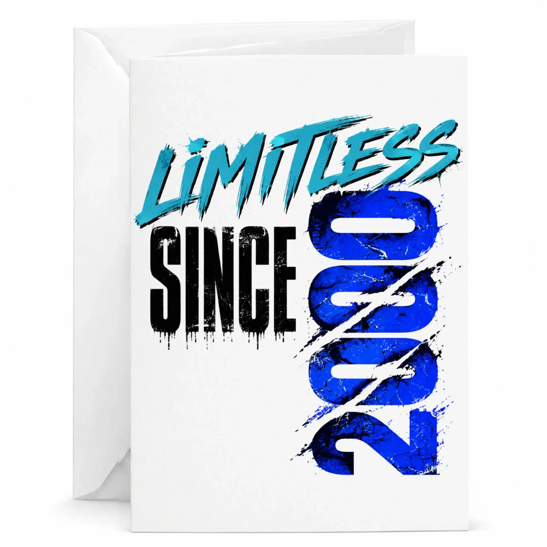 Birthday Card Limitless Since 2000 Funny Year Born Milestone Greeting Card with Envelope for Friends and Family