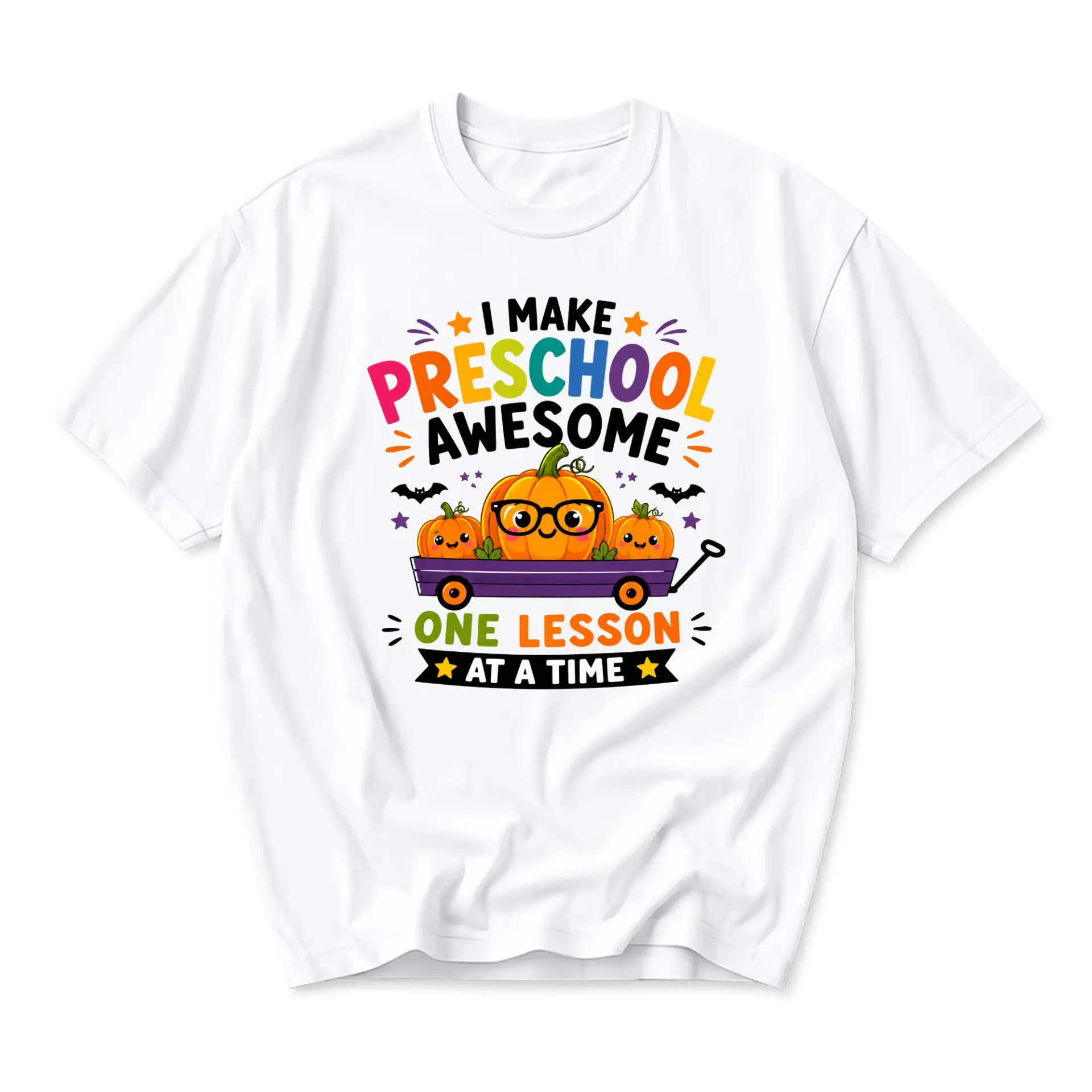 Funny Shirt I Make Preschool Awesome One Lesson at a Time Graphic Tee Unisex Casual Apparel for Teachers and Educators