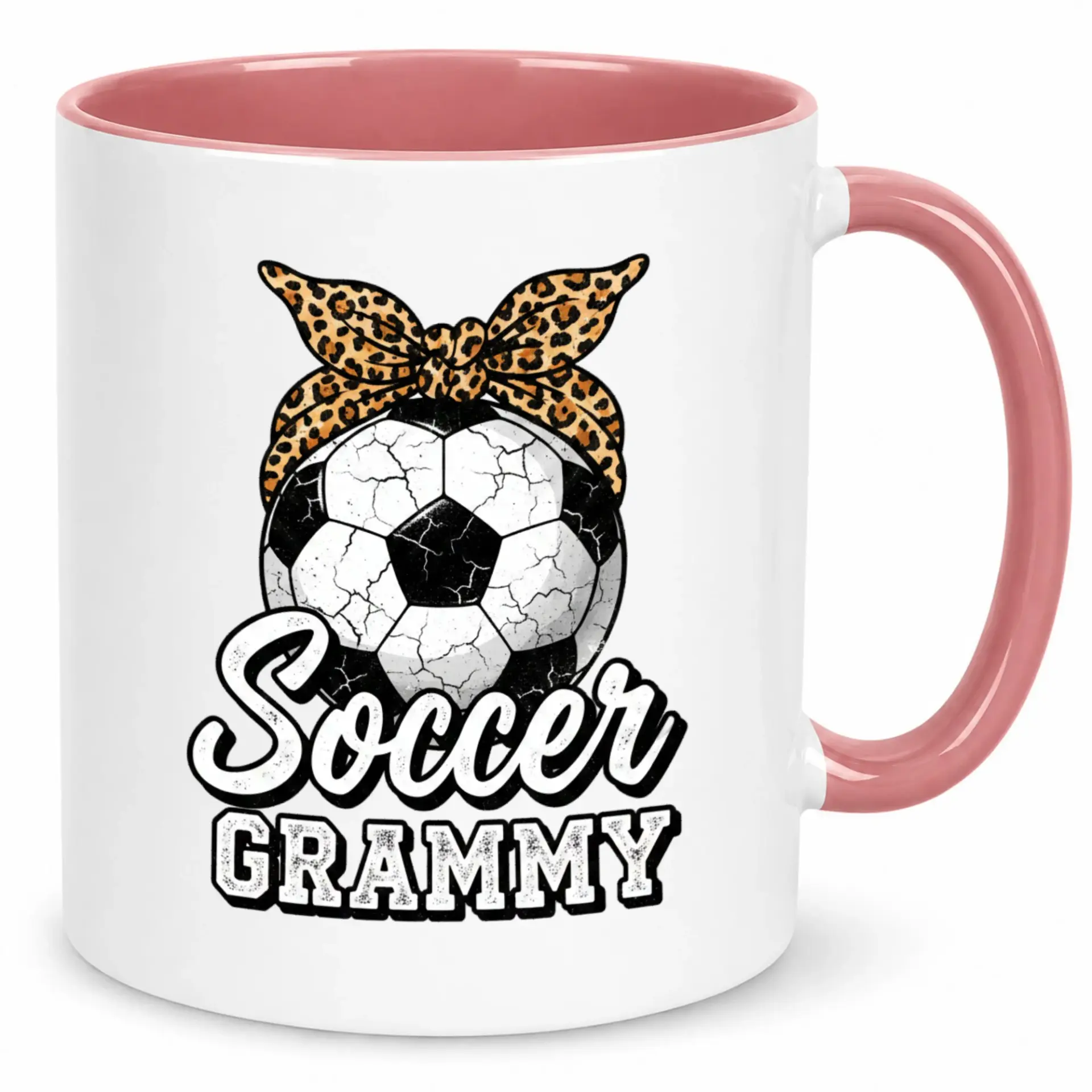 Soccer Grammy Leopard Print Bandana Coffee Mug White Ceramic Tea Cup for Grandmother Women and Fan Enthusiasts