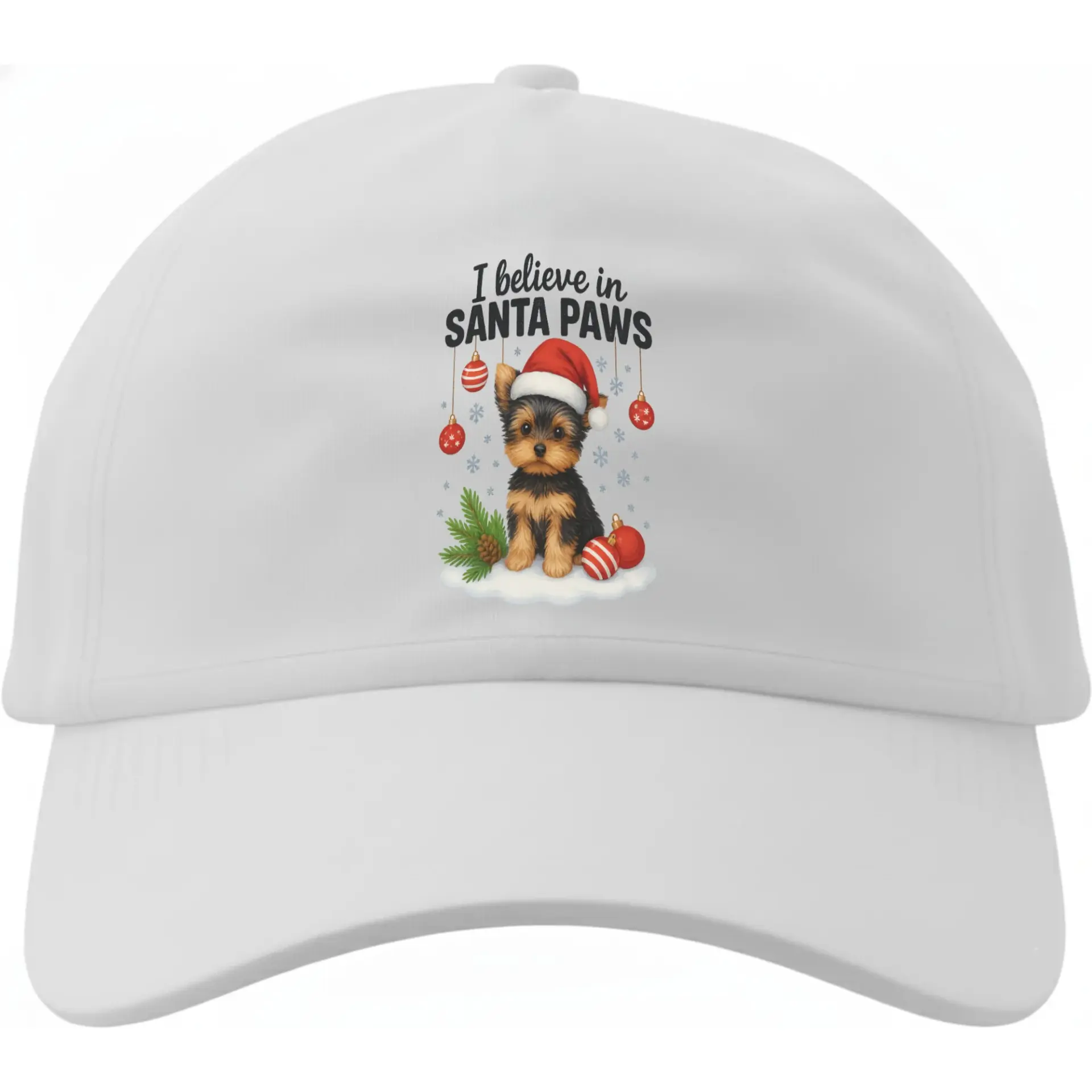 Dad Hat Baseball Cap Featuring Cute Christmas Puppy Santa Paws Graphic Design for Holiday Seasonal Everyday Wear