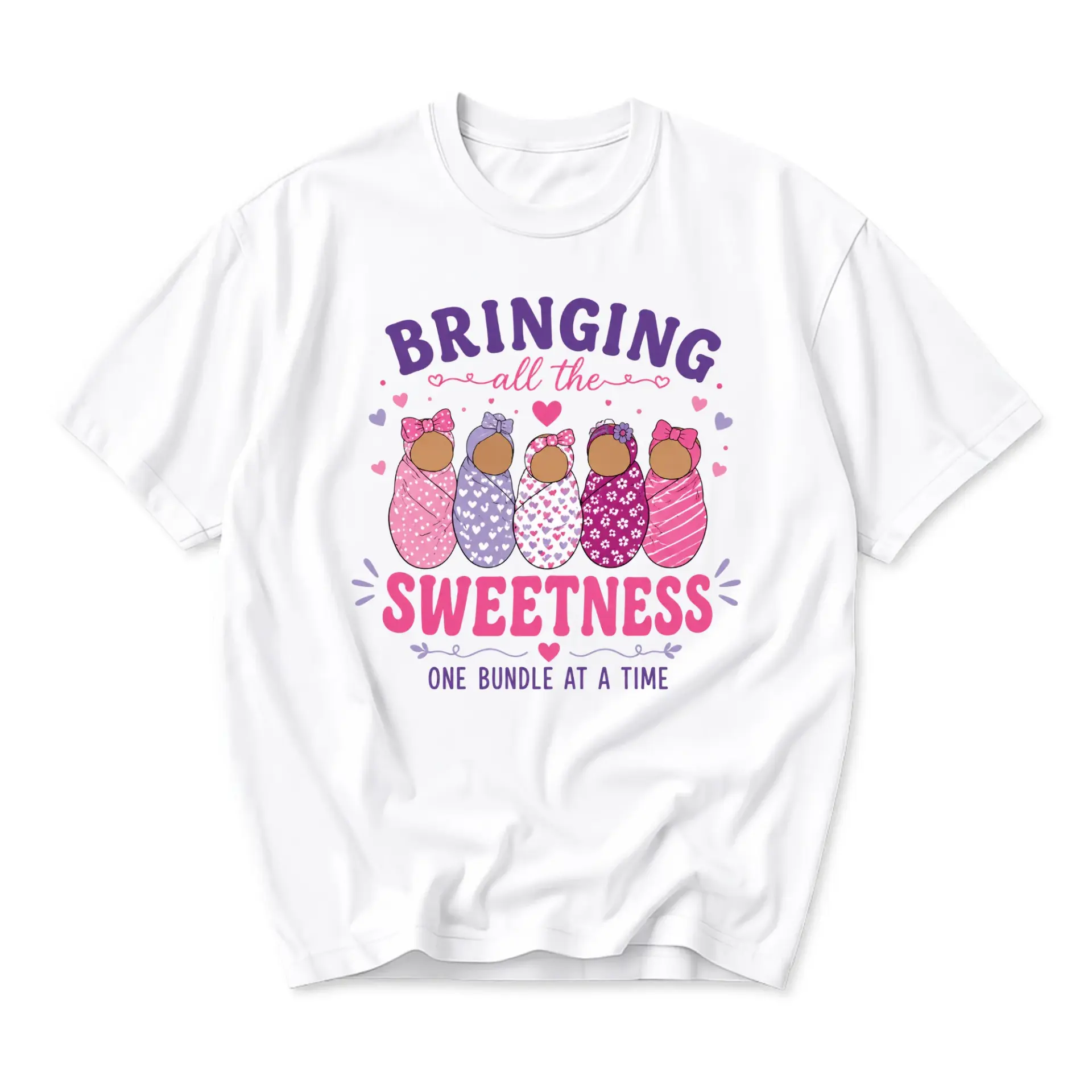 Graphic Tee Bringing All the Sweetness One Bundle at a Time Cute Swaddled Babies Illustration Unisex Crewneck Shirt