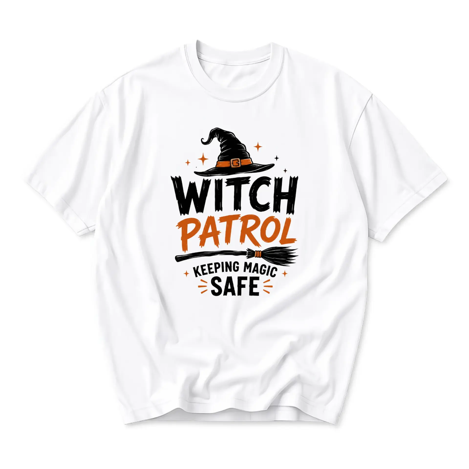 Funny Shirt Witch Patrol Keeping Magic Safe Graphic Tee Unisex Crew Neck Casual Everyday Wear Soft Cotton Blend Top