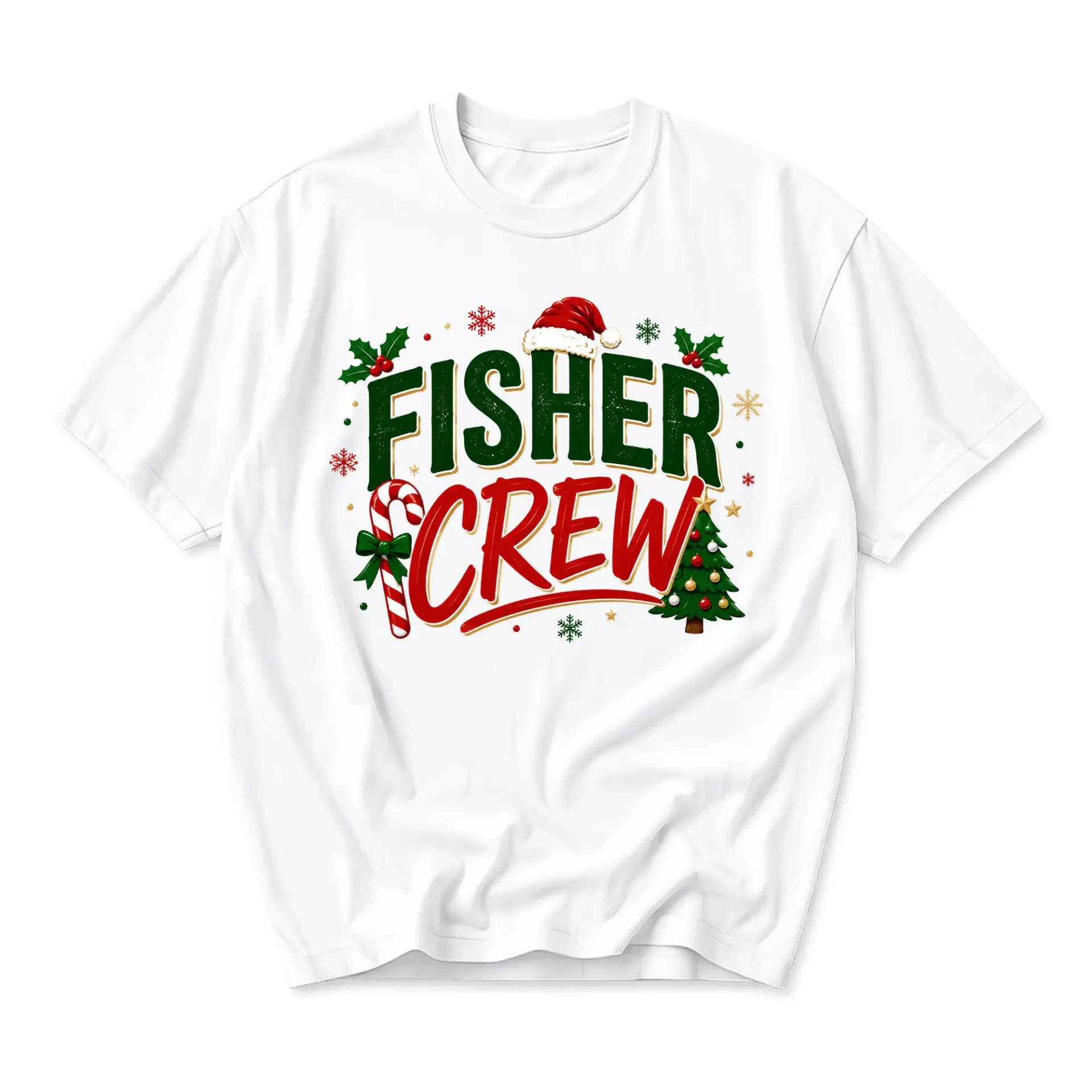 Funny Shirt Fisher Crew Graphic Tee Unisex Christmas Holiday Apparel Soft