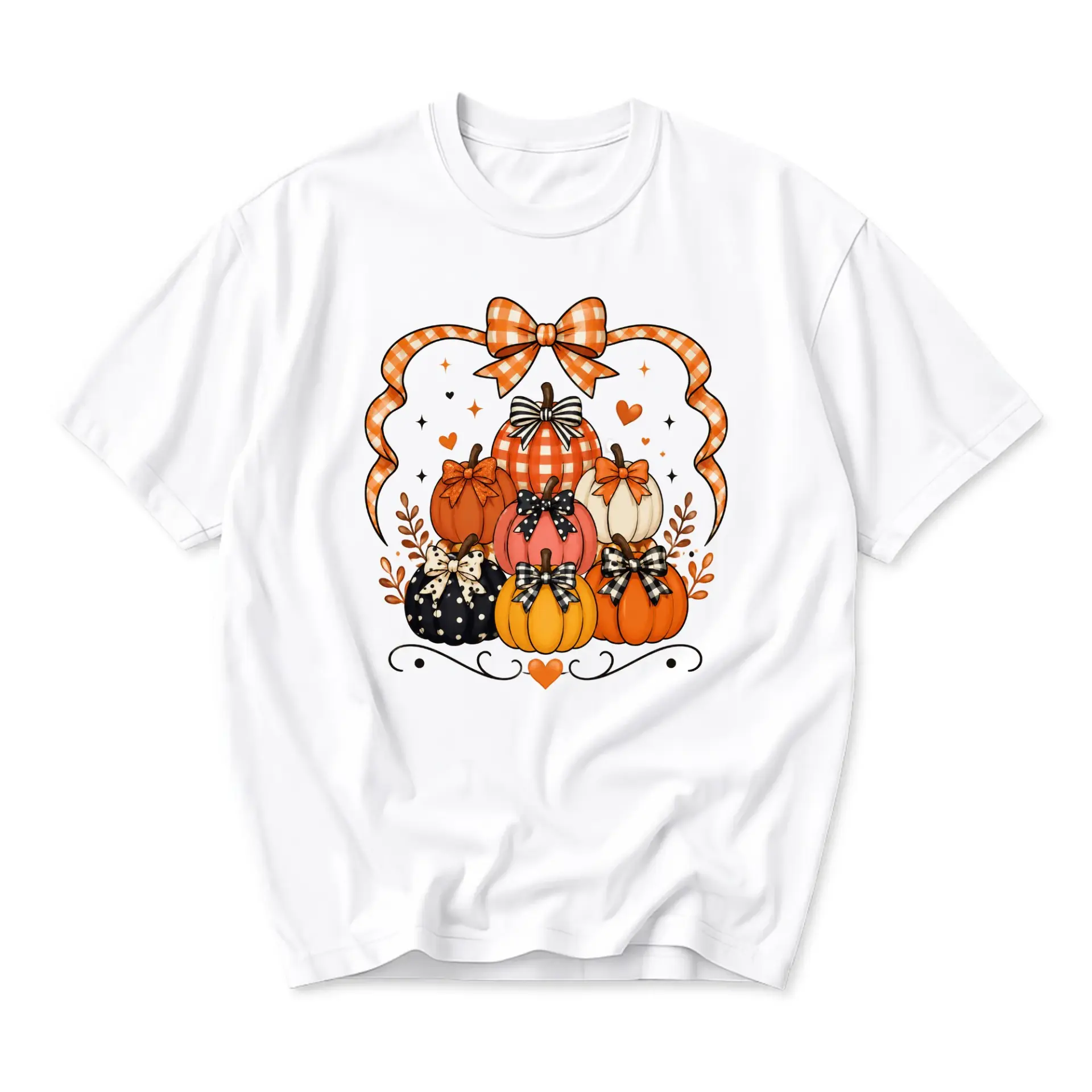 Graphic Tee Pumpkin Patch Print Autumn Seasonal Unisex Crew Neck Short Sleeve Shirt for Casual Everyday Wear