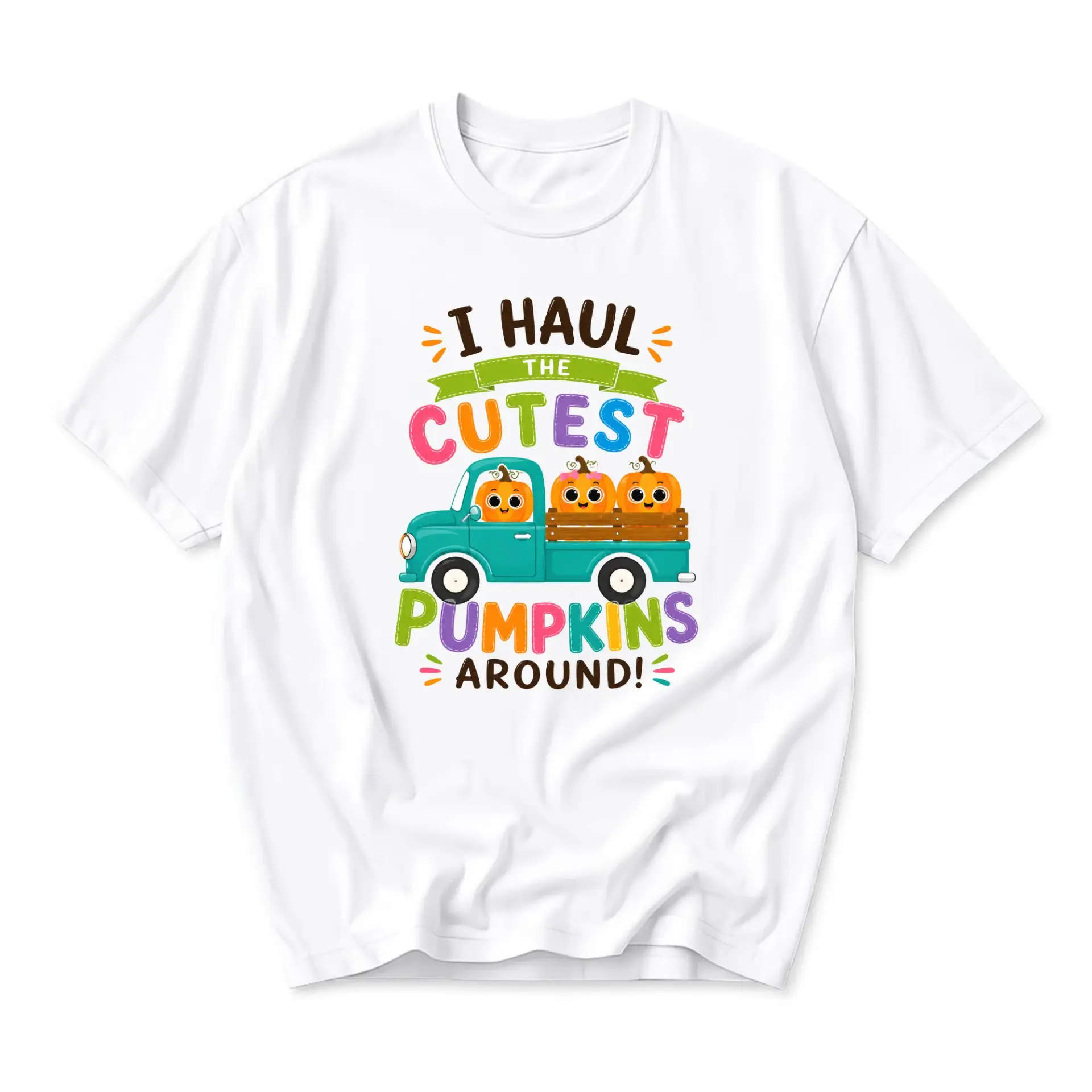 Funny Shirt I Haul the Cutest Pumpkins Around Graphic Tee Seasonal Autumn Fall Unisex Crew Neck Casual Cotton Top