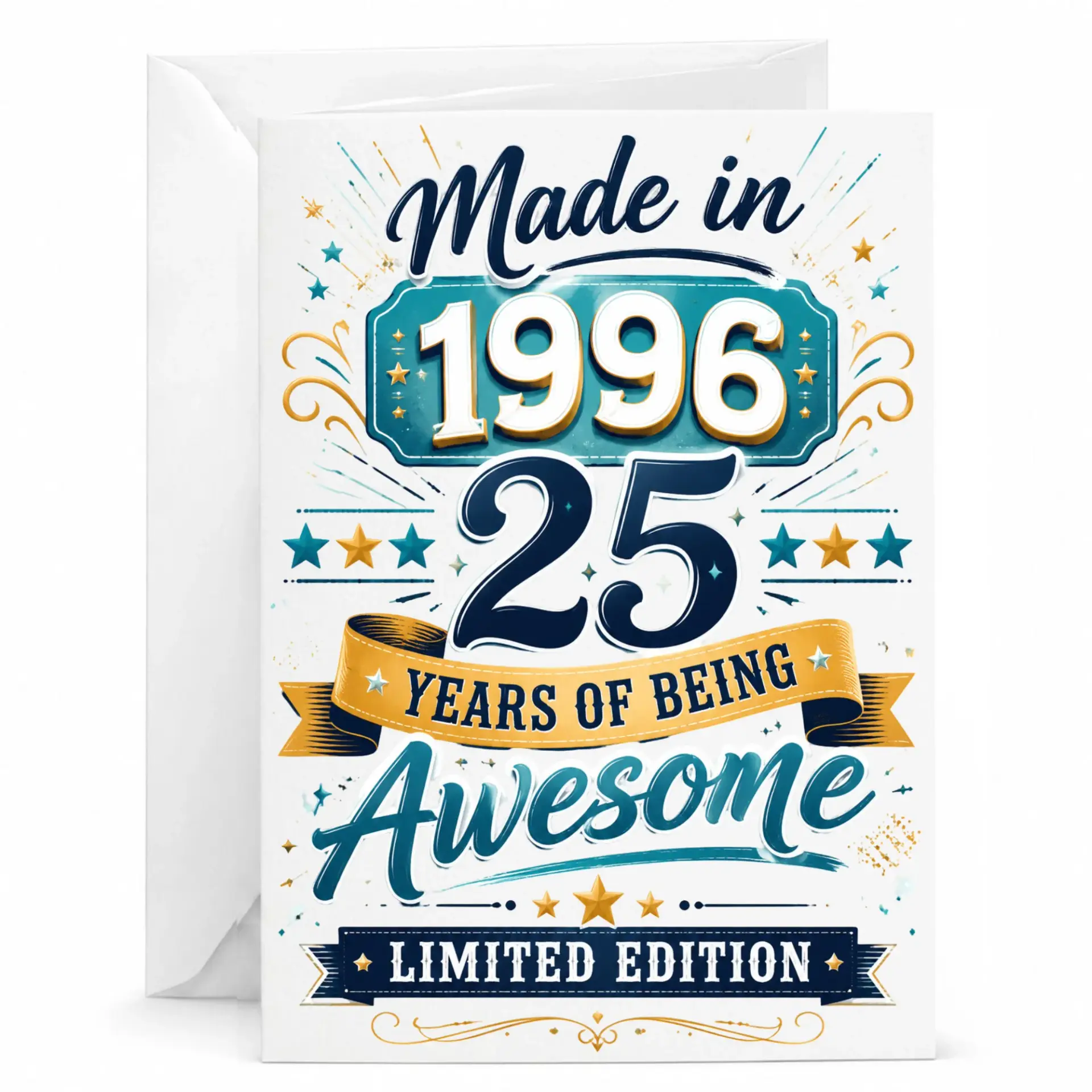 Birthday Card Made in 1996 25 Years of Being Awesome Limited Edition Greeting Card for Milestone Birthday Celebration