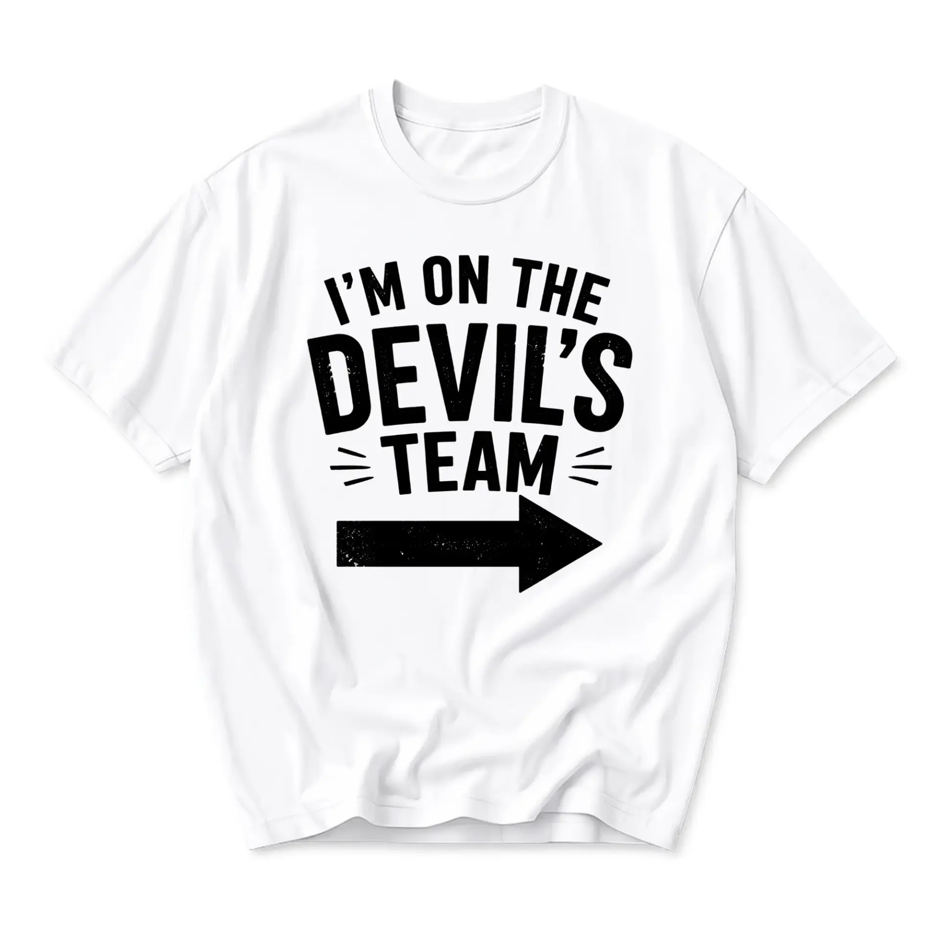 Funny Shirt I Am on the Devils Team Graphic Tee Casual Unisex Crew Neck Short Sleeve Cotton Blend Apparel White