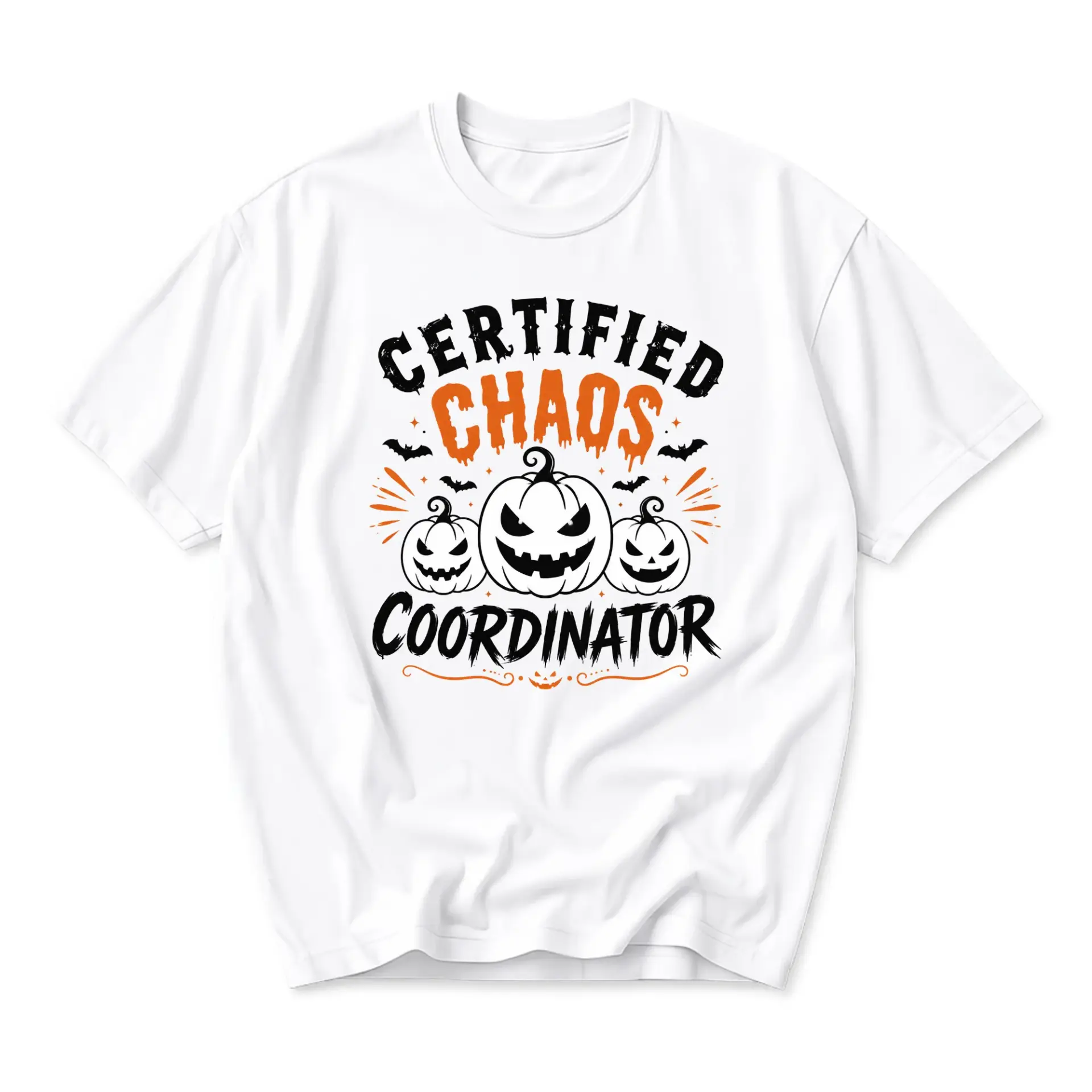 Funny Shirt Certified Chaos Coordinator Graphic Tee Halloween Inspired Holiday Casual Unisex Cotton Crew Neck Top