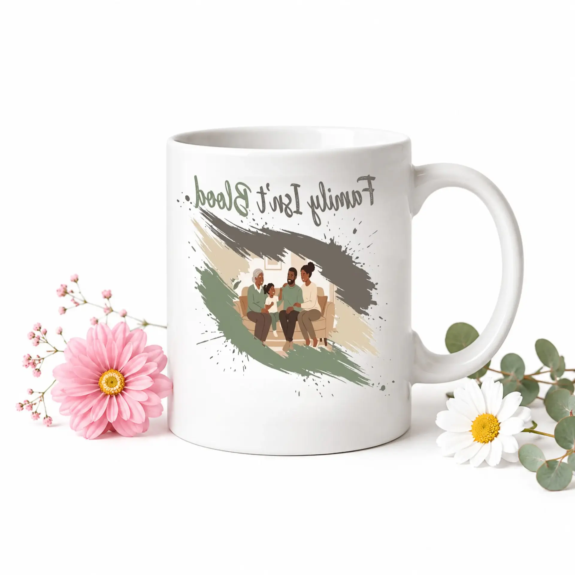 Inspirational Family Quote Ceramic Coffee Mug with Contrast Handle for Home or Office Use Personal Beverage Container