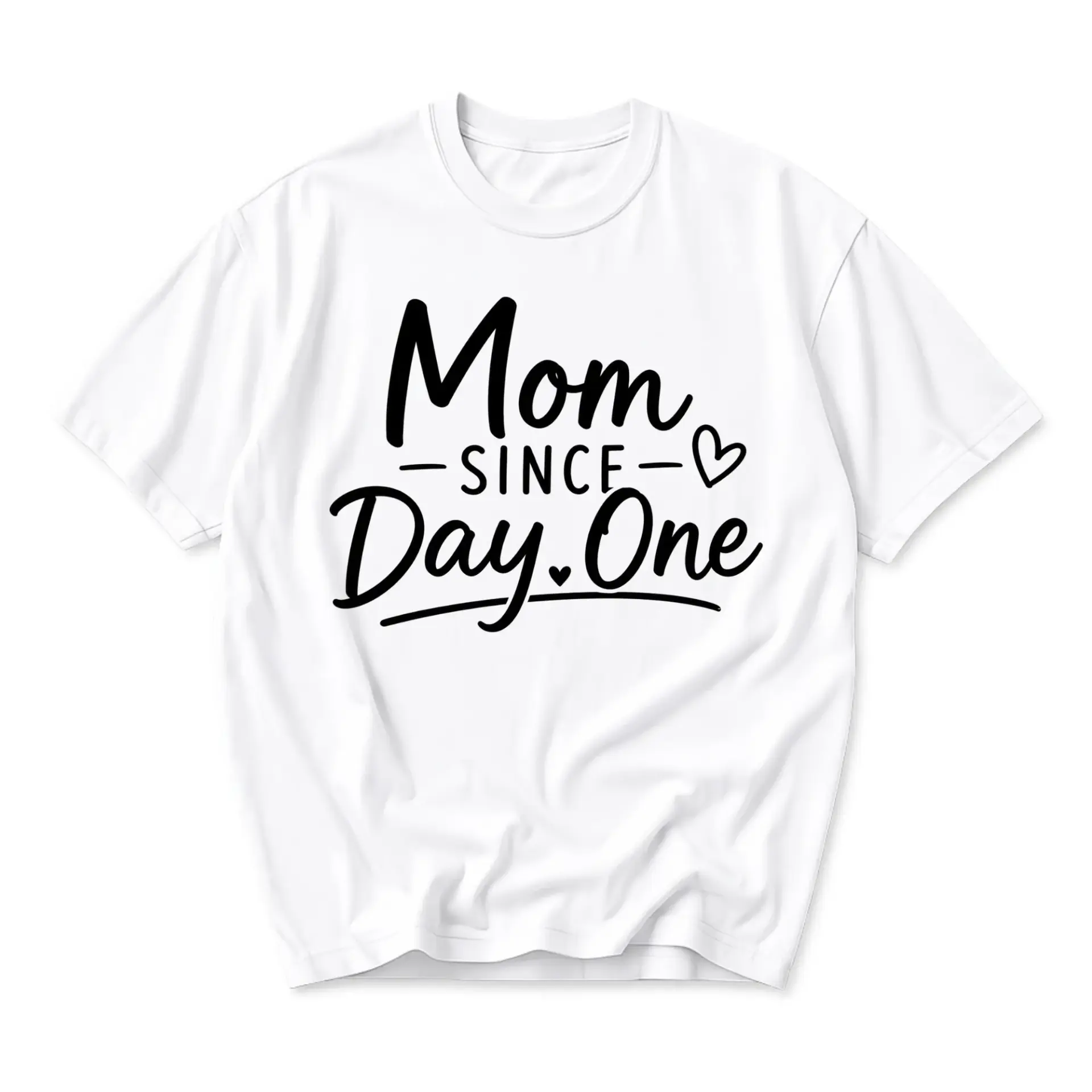 Graphic Tee Mom Since Day One Script Text Design Unisex Crew Neck Short