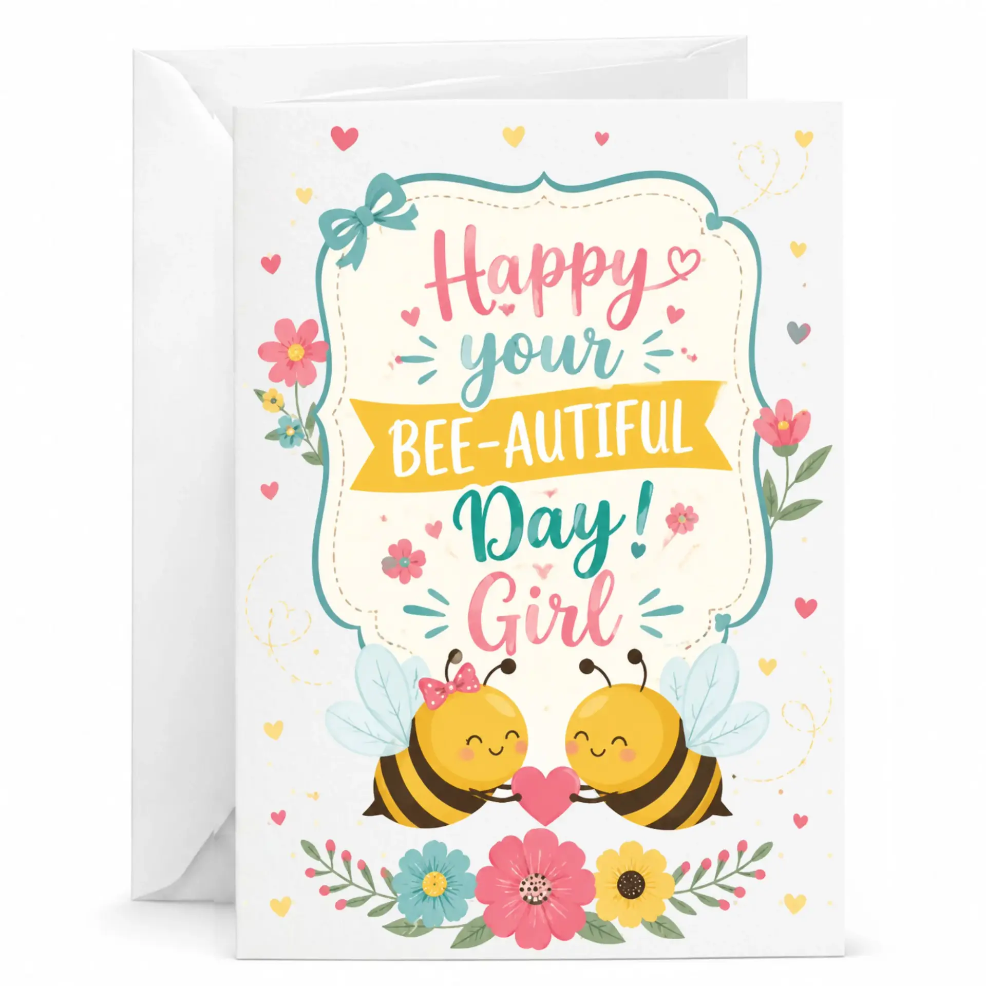Funny Bee Greeting Card Floral Pun Design for Special Occasions and Celebrations 5x7 Inches Folded
