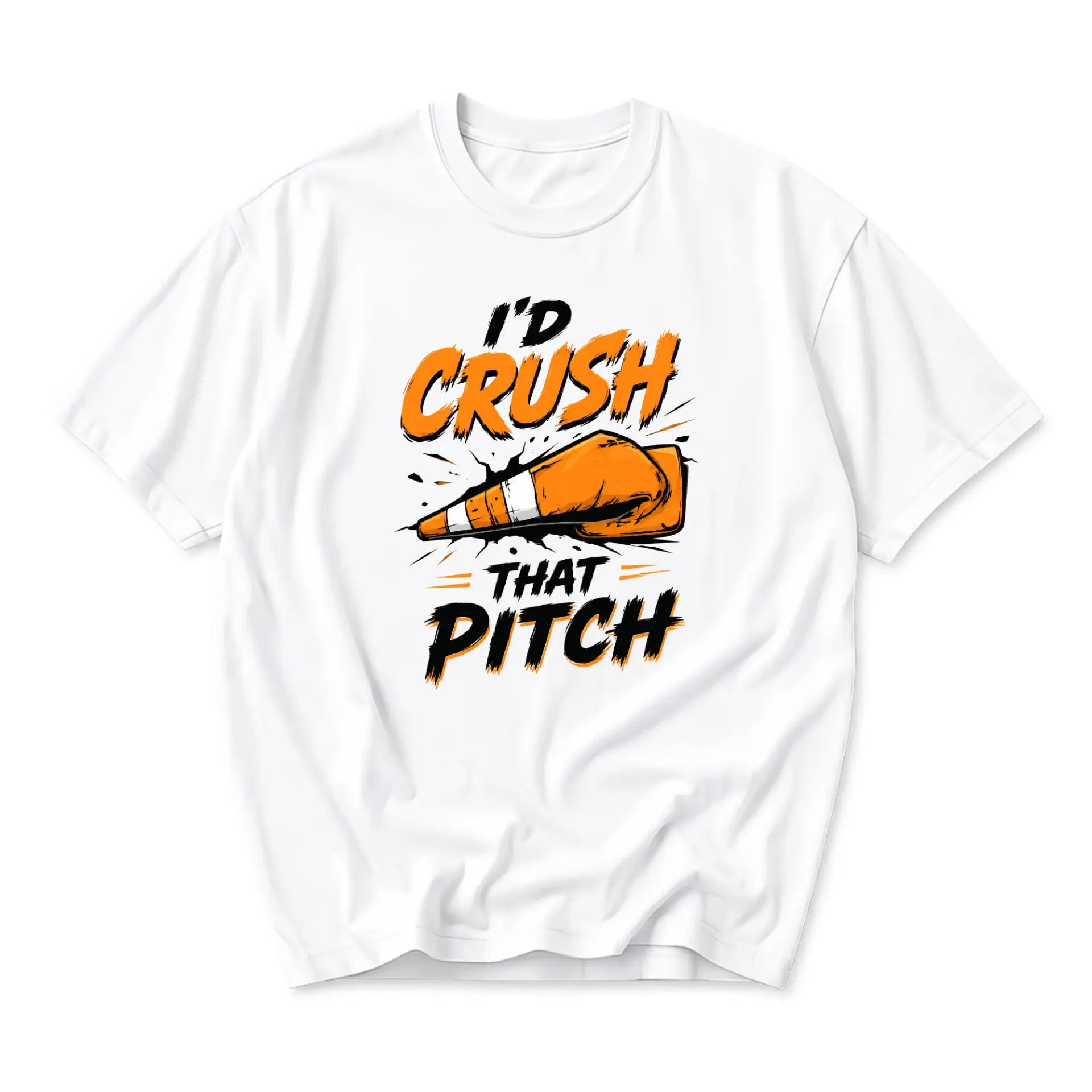 Funny Shirt I'd Crush That Pitch Graphic Tee Unisex Crew Neck Casual Cotton Blend Short Sleeve Apparel for Everyday Wear