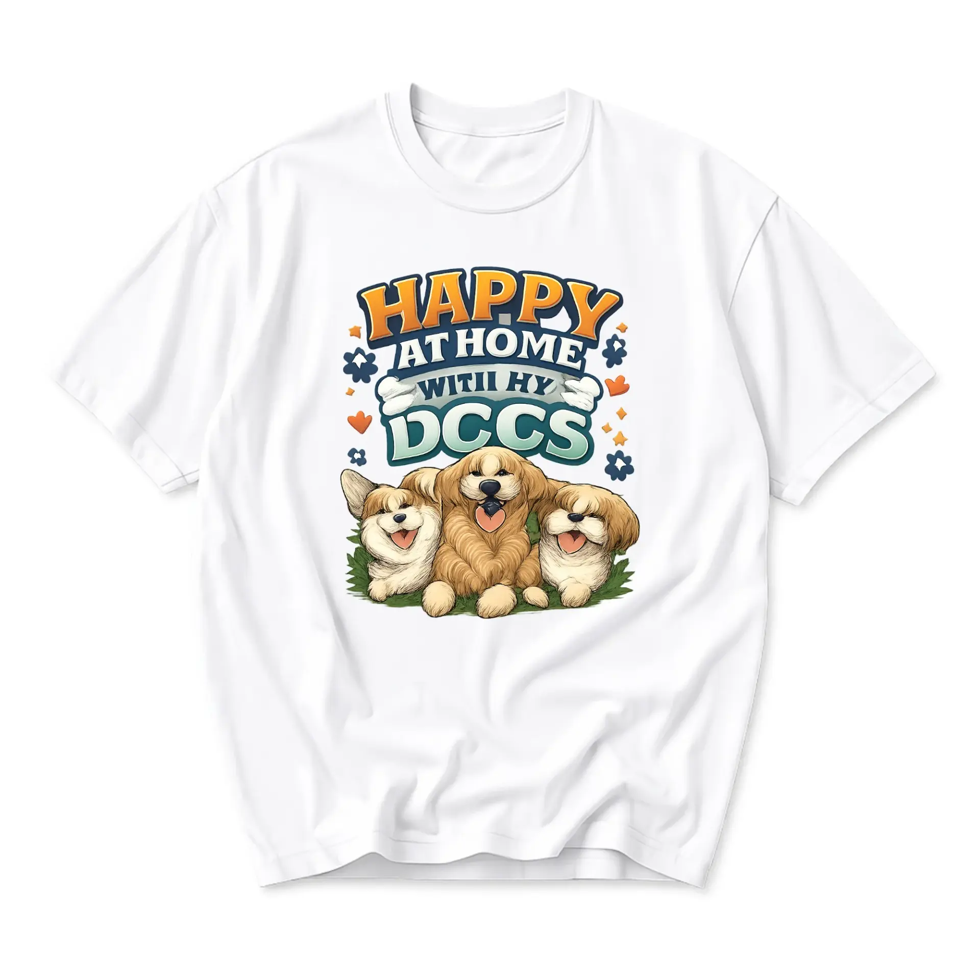 Funny Shirt Happy at Home with My Graphic Tee Unisex Crew Neck Casual