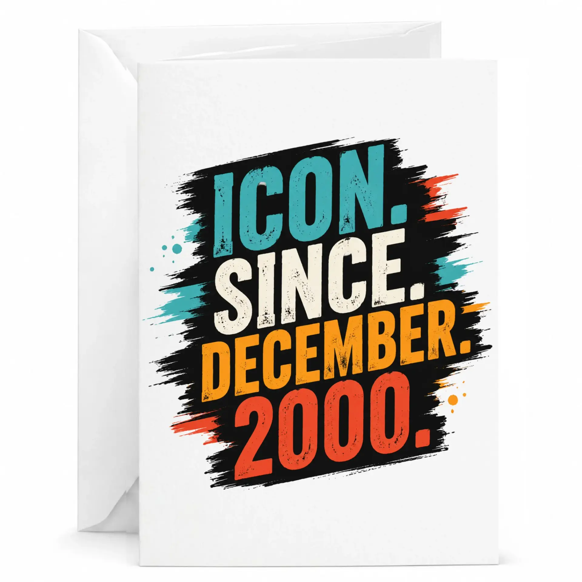 Birthday Card Icon Since December 2000 Vintage Retro Style Greeting Card for Milestone Celebration and Anniversary