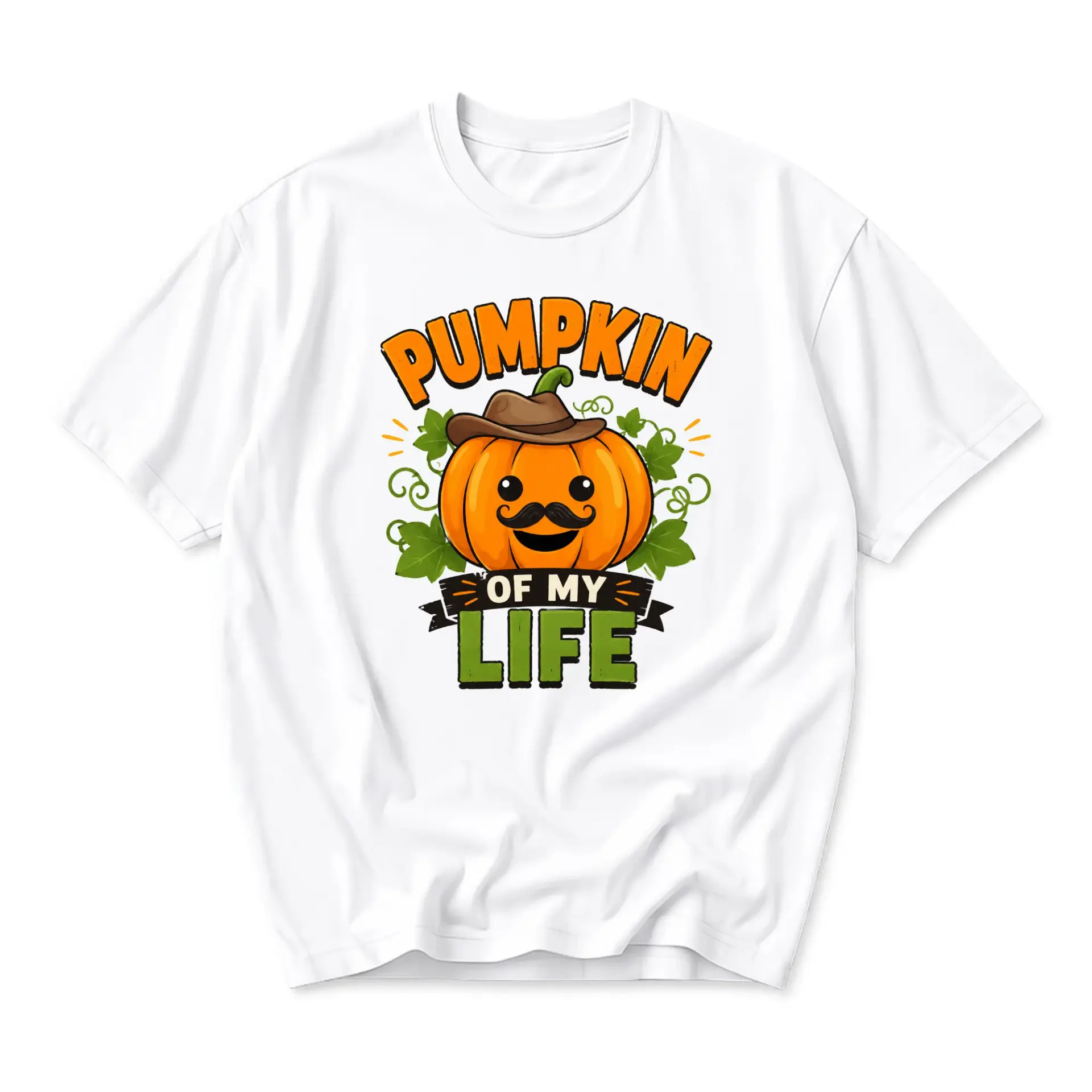Funny Shirt Pumpkin of My Life Graphic Tee Unisex Crew Neck Short Sleeve Casual Cotton Blend Fall Apparel White