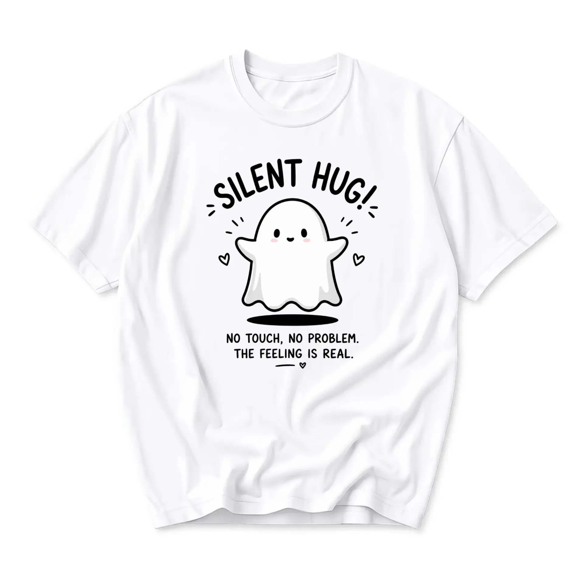Graphic Tee Silent Hug Ghost Shirt Funny Humor Statement Unisex Casual Cotton Crew Neck Short Sleeve Top Trendy Apparel