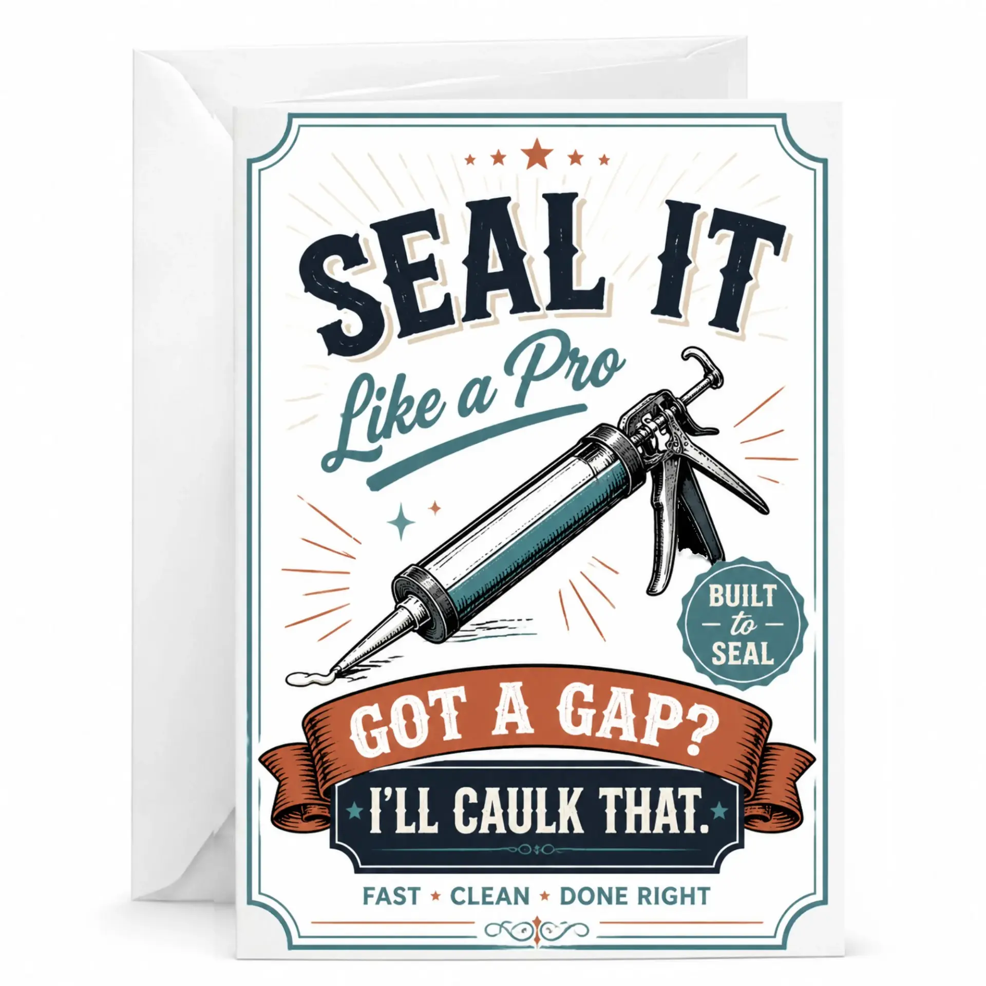 Funny Card for Handyman or Home Improver Seal It Like a Pro Greeting Card with Envelope 5x7 Inches Folded Note Card