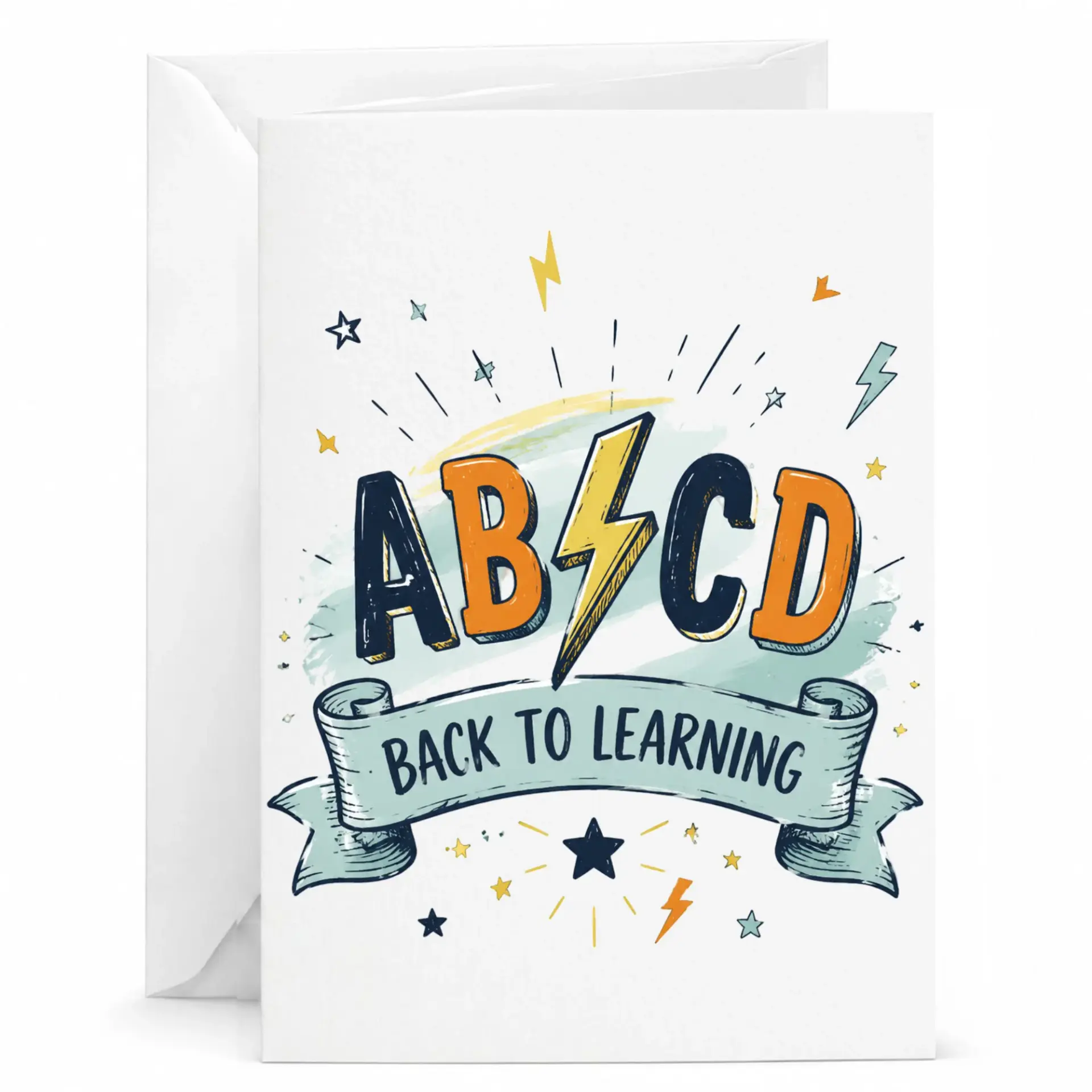 Greeting Card Back to Typography Design with Lightning for Positive Encouragement and Motivation