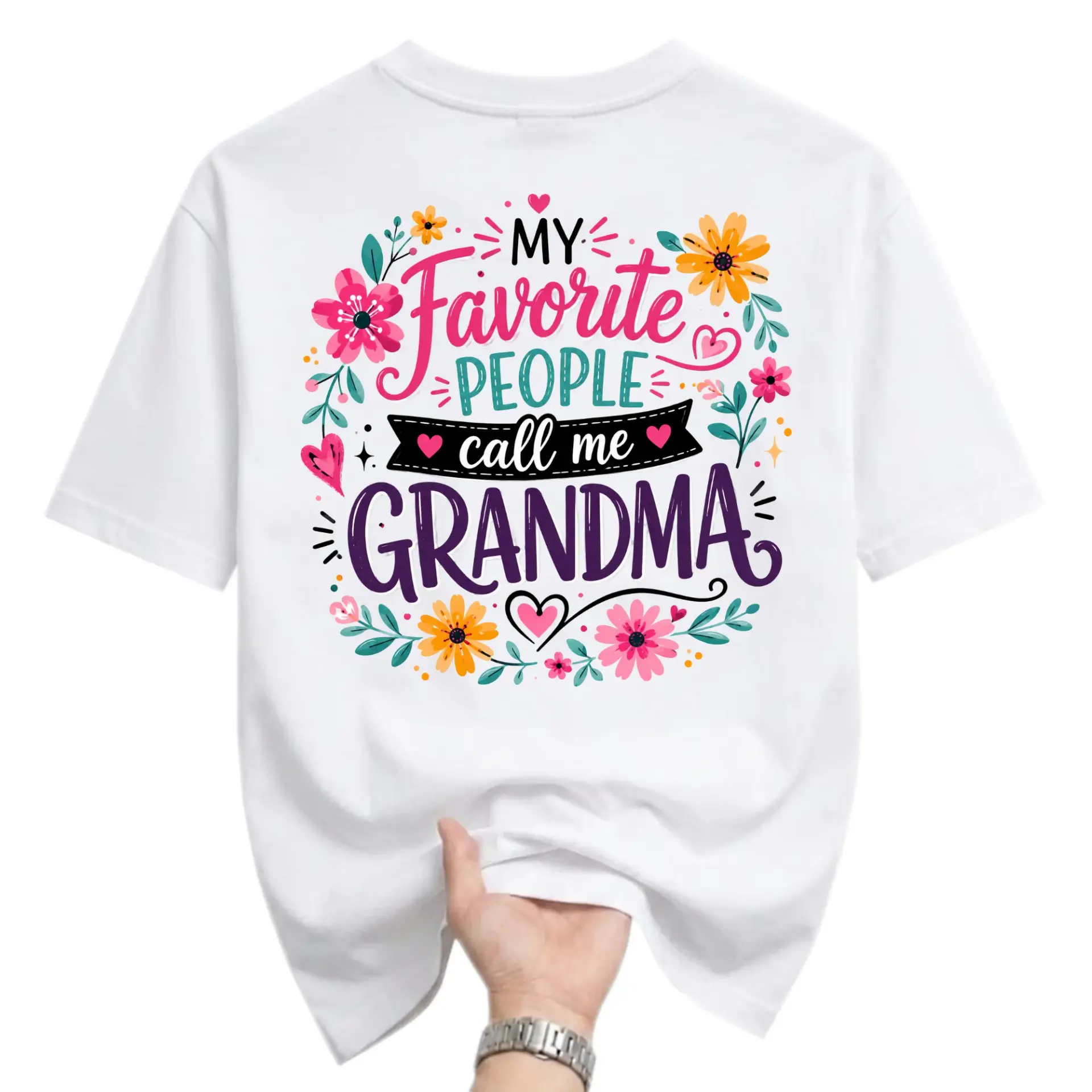 Graphic Tee My Favorite People Call Me Grandma Floral Print Unisex Short