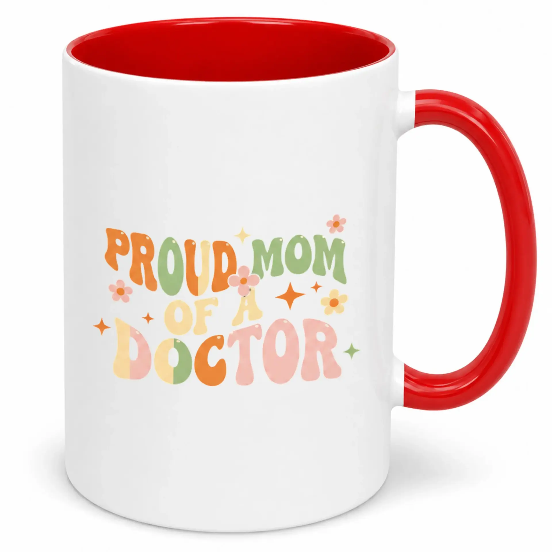 Proud Mom of a Doctor Ceramic Coffee Mug with Retro Font Design Unique Gift for Mother's Day Birthday or Appreciation White 11oz Drinkware