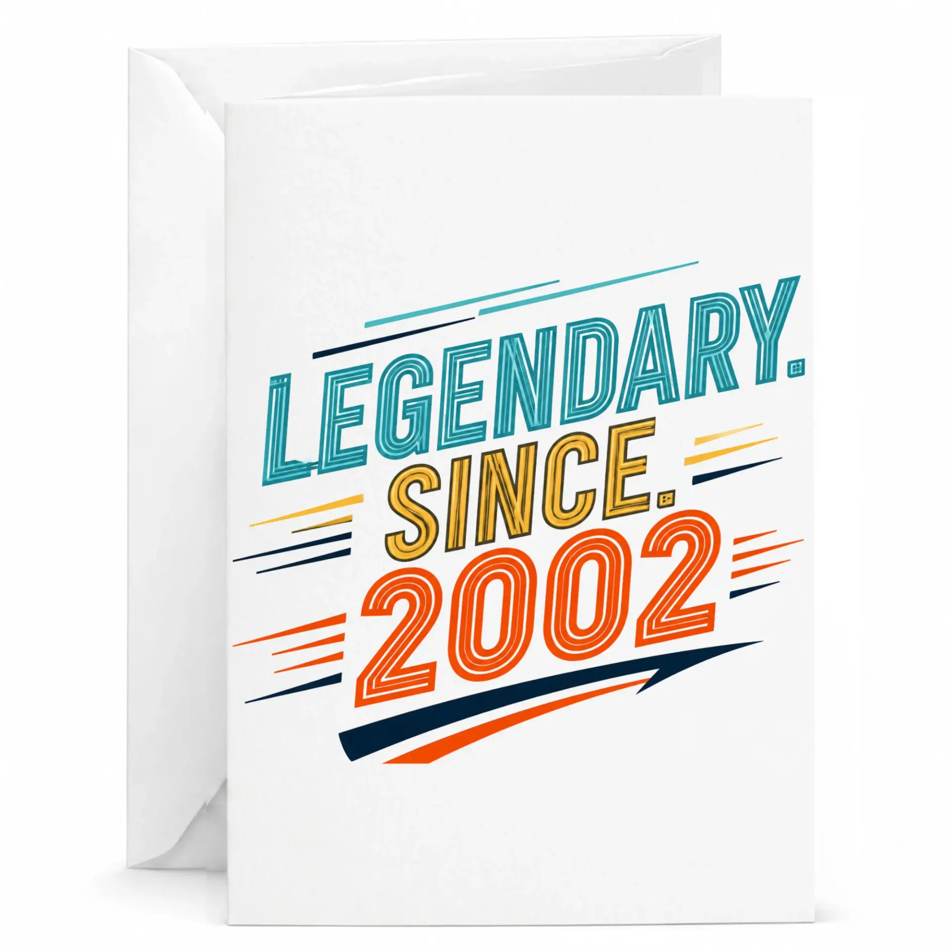Greeting Card Legendary Since 2002 Vintage Style Birthday Celebration Stationery with Matching White Envelope