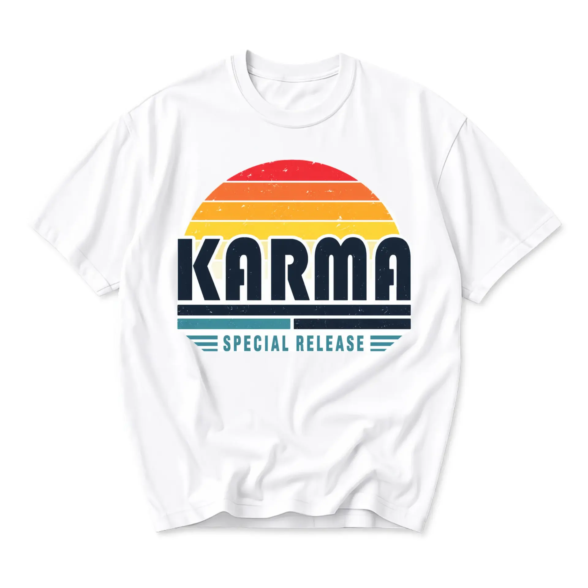Graphic Tee Karma Special Release Retro Sunset Design Unisex Crew Neck Short Sleeve Cotton Casual Everyday Shirt