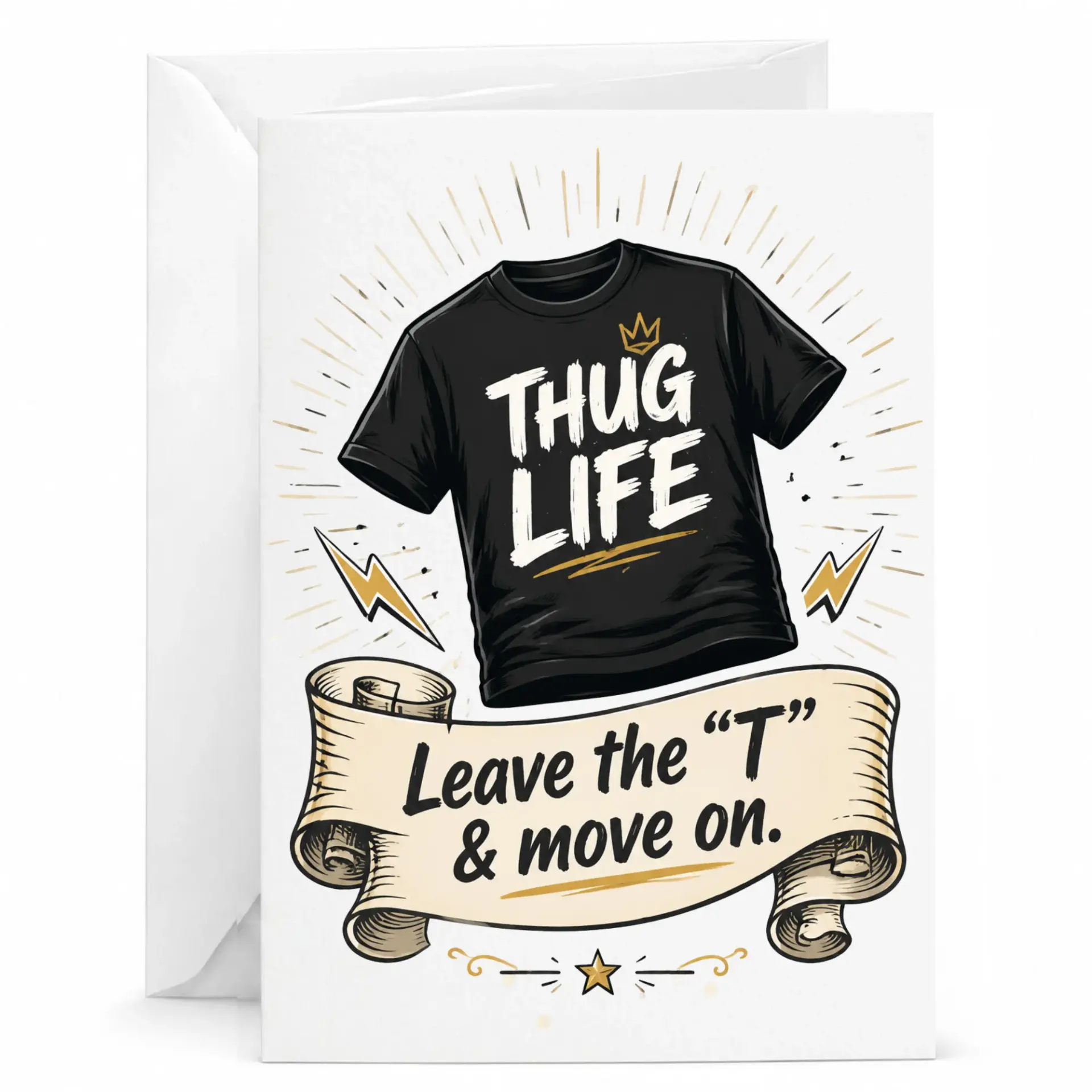 Funny Card Leave the T and Move on Pun Greeting Card with Envelope for Birthday Anniversary Encouragement or Just Because