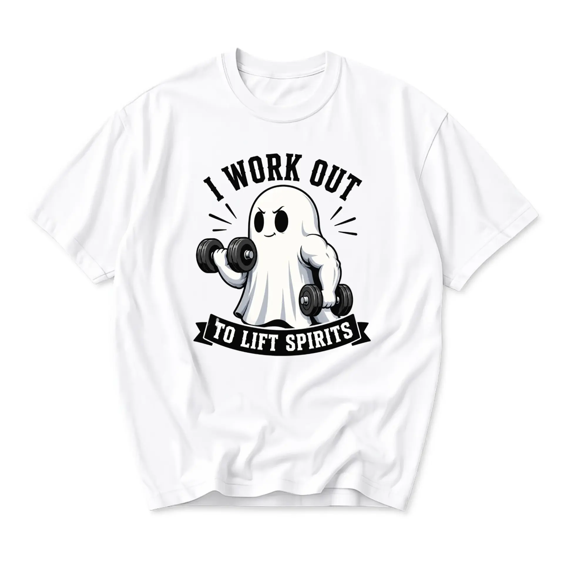 Funny Shirt I Work Out to Lift Spirits Graphic Tee Unisex Crew Neck Casual Workout Cotton Blend Apparel