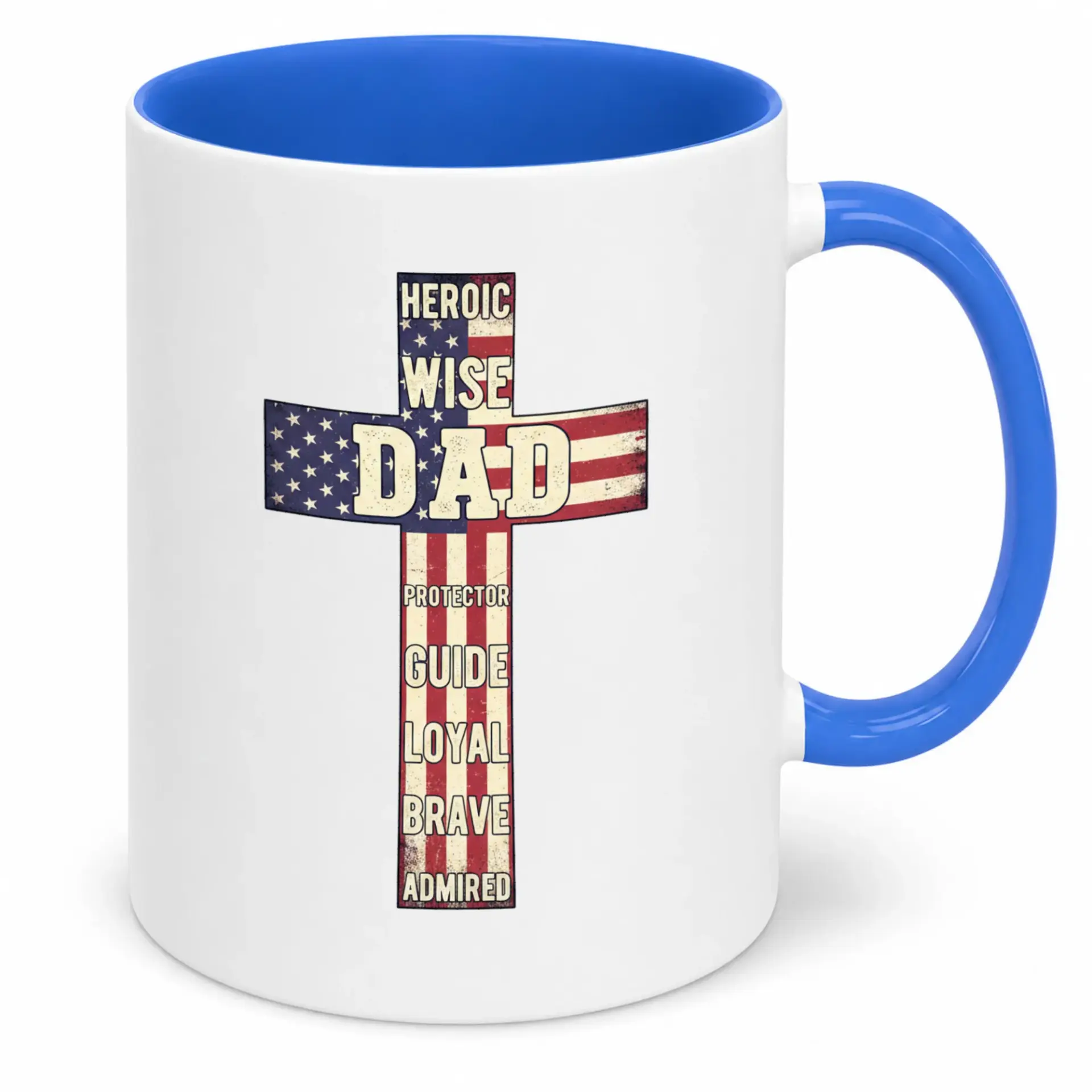 Ceramic Coffee Mug for Dad Patriotic American Flag Design Inspirational Father's Day Birthday Gift Everyday