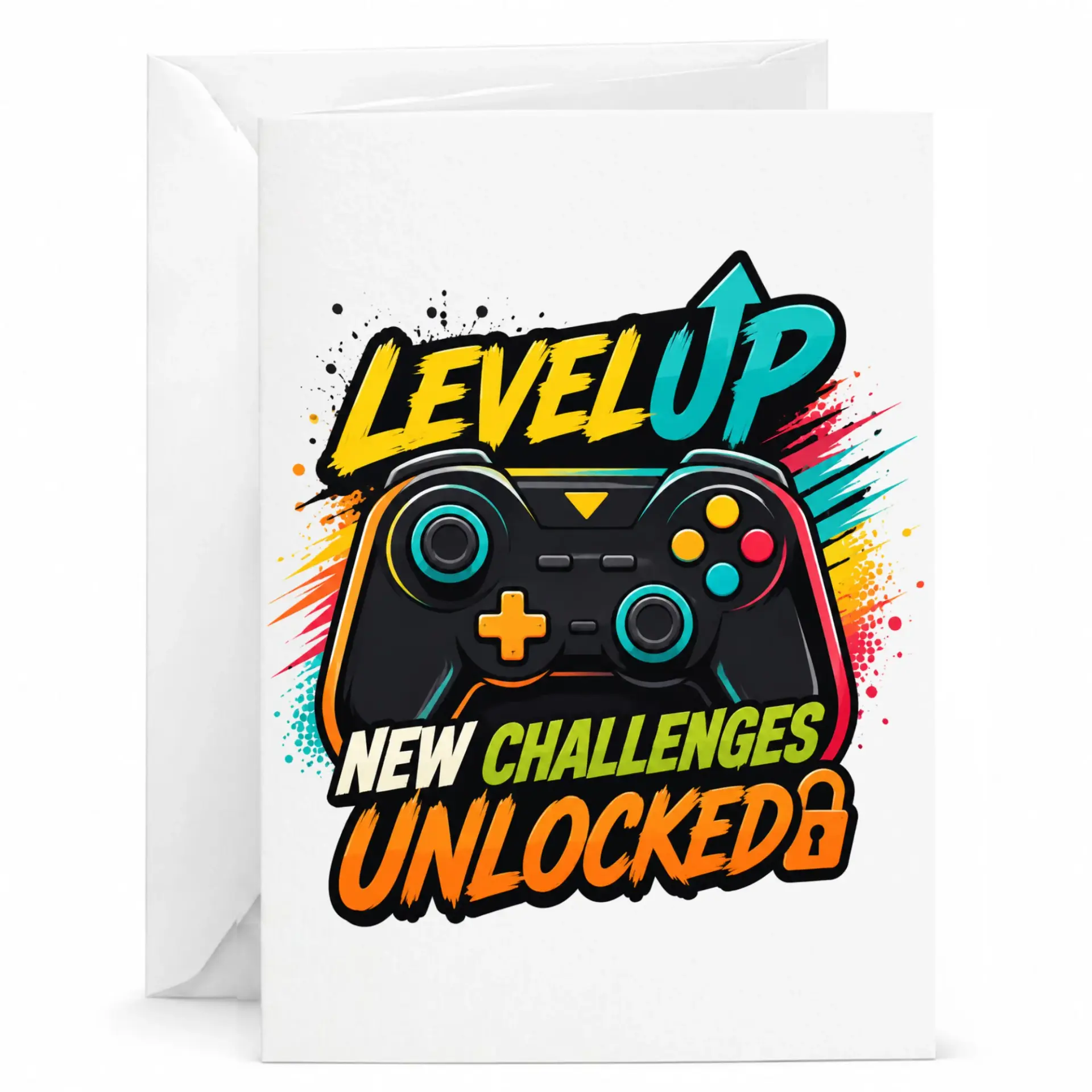 Funny Greeting Card Level up New Challenges Unlocked Video Game Birthday Card for Gamers Enthusiasts Party Milestone