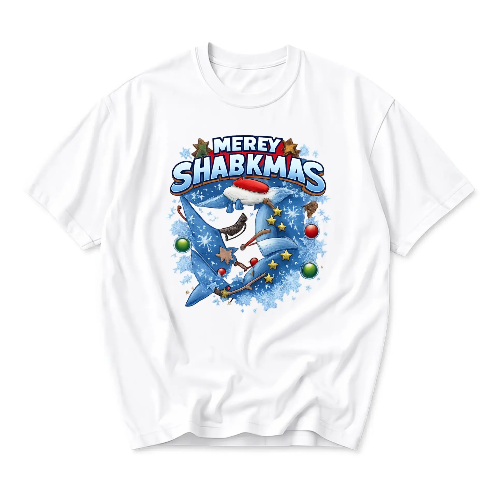 Funny Shirt Merry Shabkmas Holiday Graphic Tee Unisex Casual Apparel