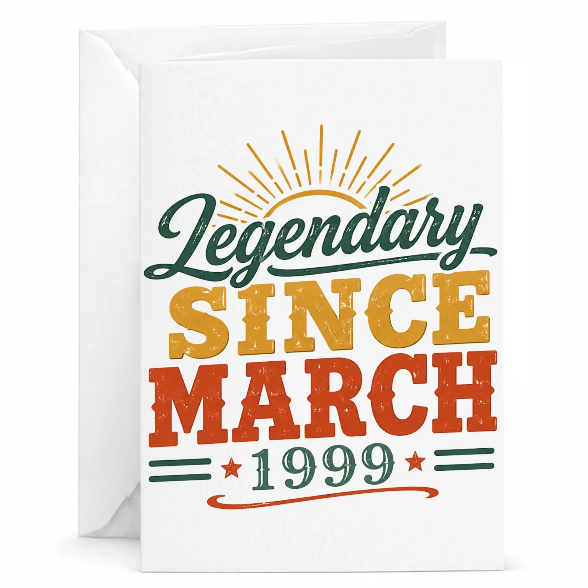Birthday Card Legendary Since March 1999 Vintage Style Retro Greeting Card for Milestone Birthdays and Celebrations