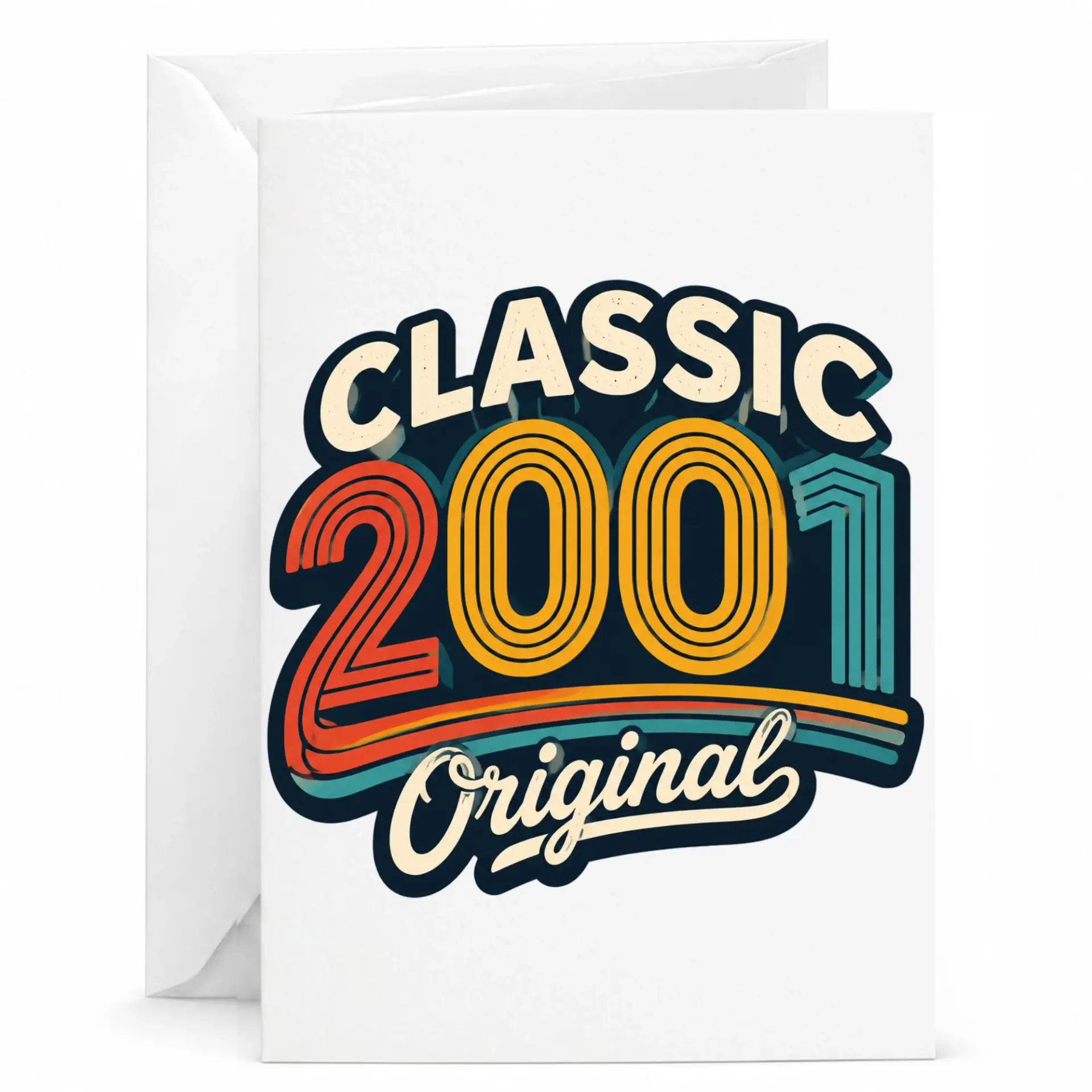 Birthday Card 2001 Vintage Retro Style Classic Original Year Anniversary Greeting Card for Milestone Celebration