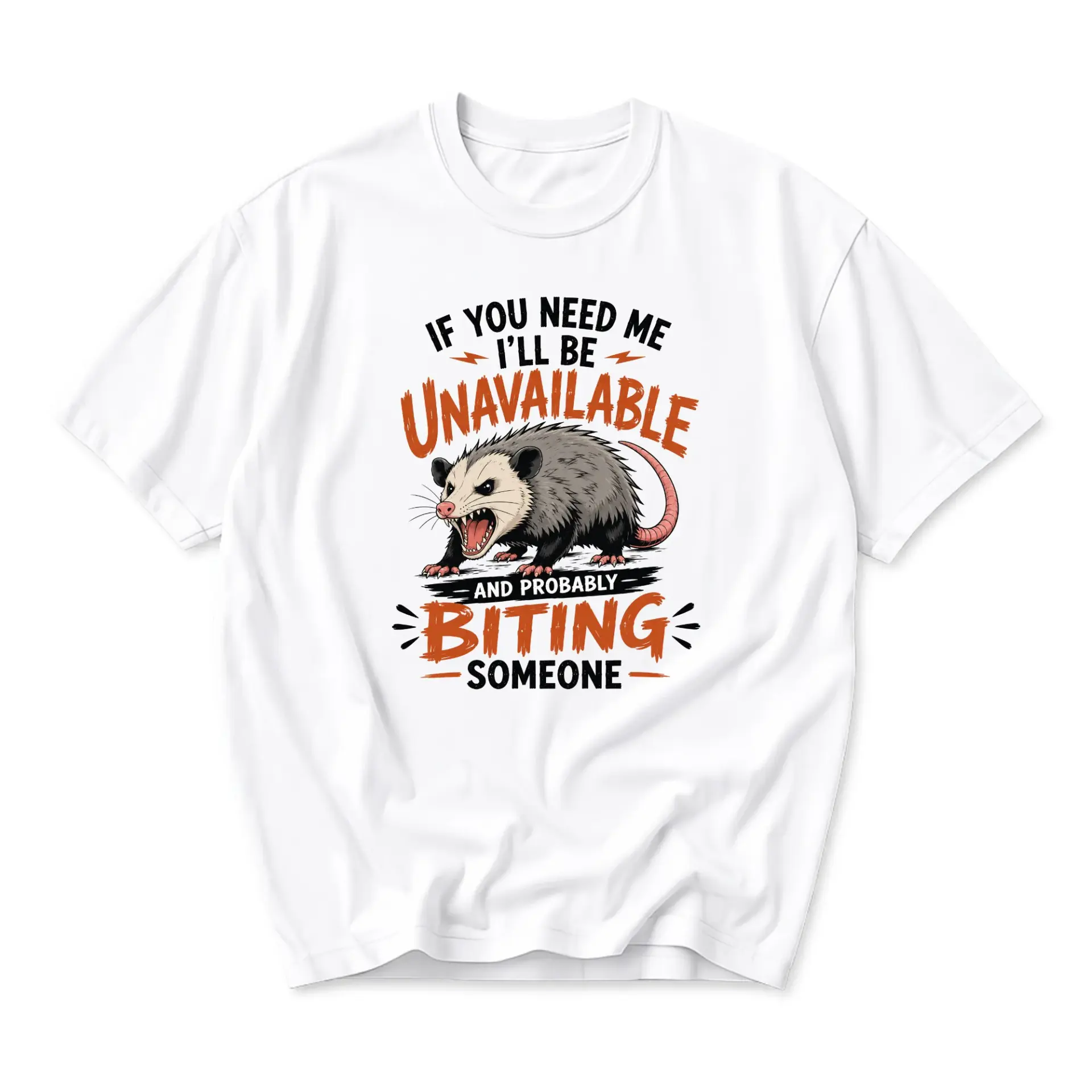 Funny Shirt Opossum Graphic Tee Unisex Casual Apparel for Men and Women Humorous Sarcastic Animal Lover Gift White