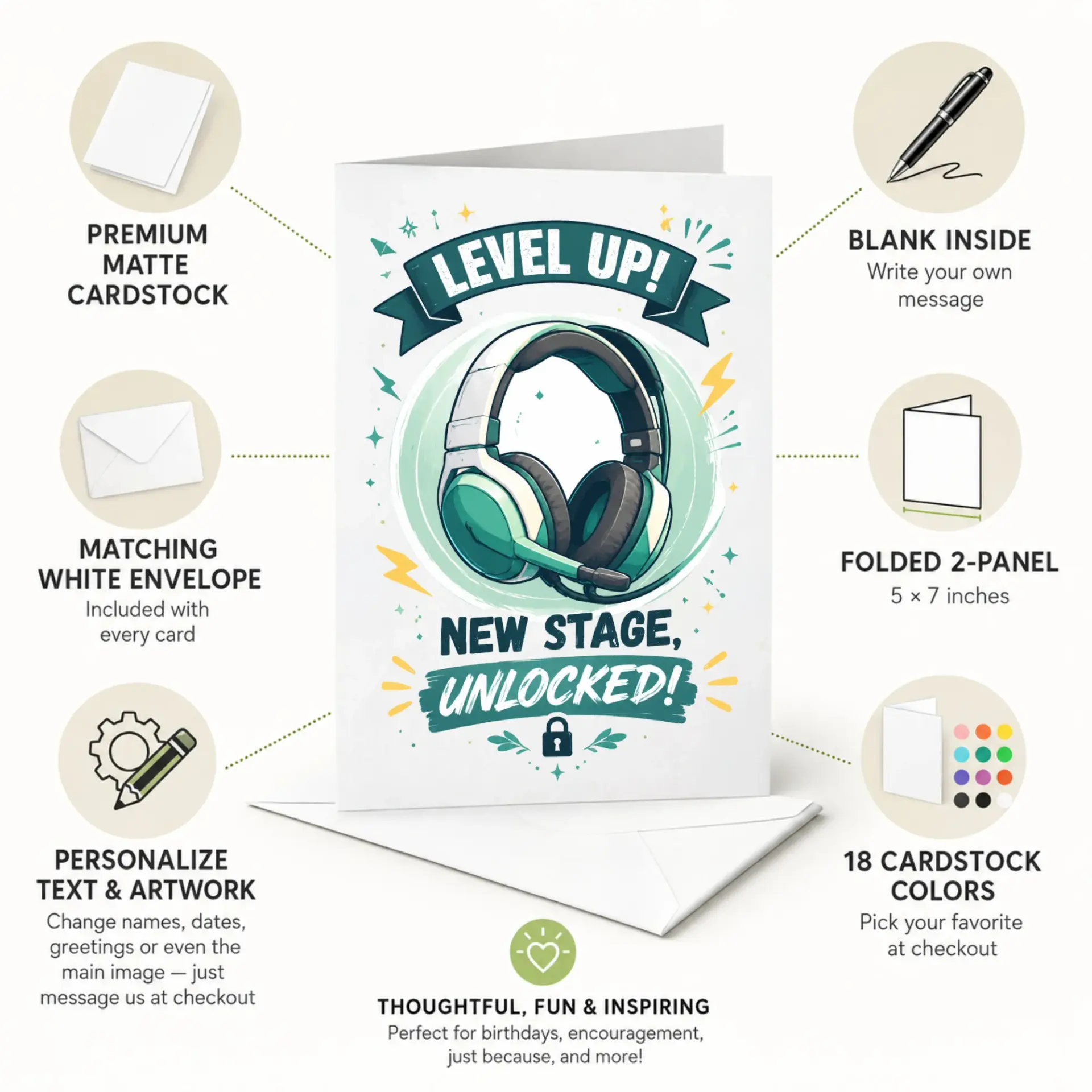 Greeting Card Level up New Stage Unlocked Funny Gaming Themed Stationery for Special Occasions and Milestone Moments