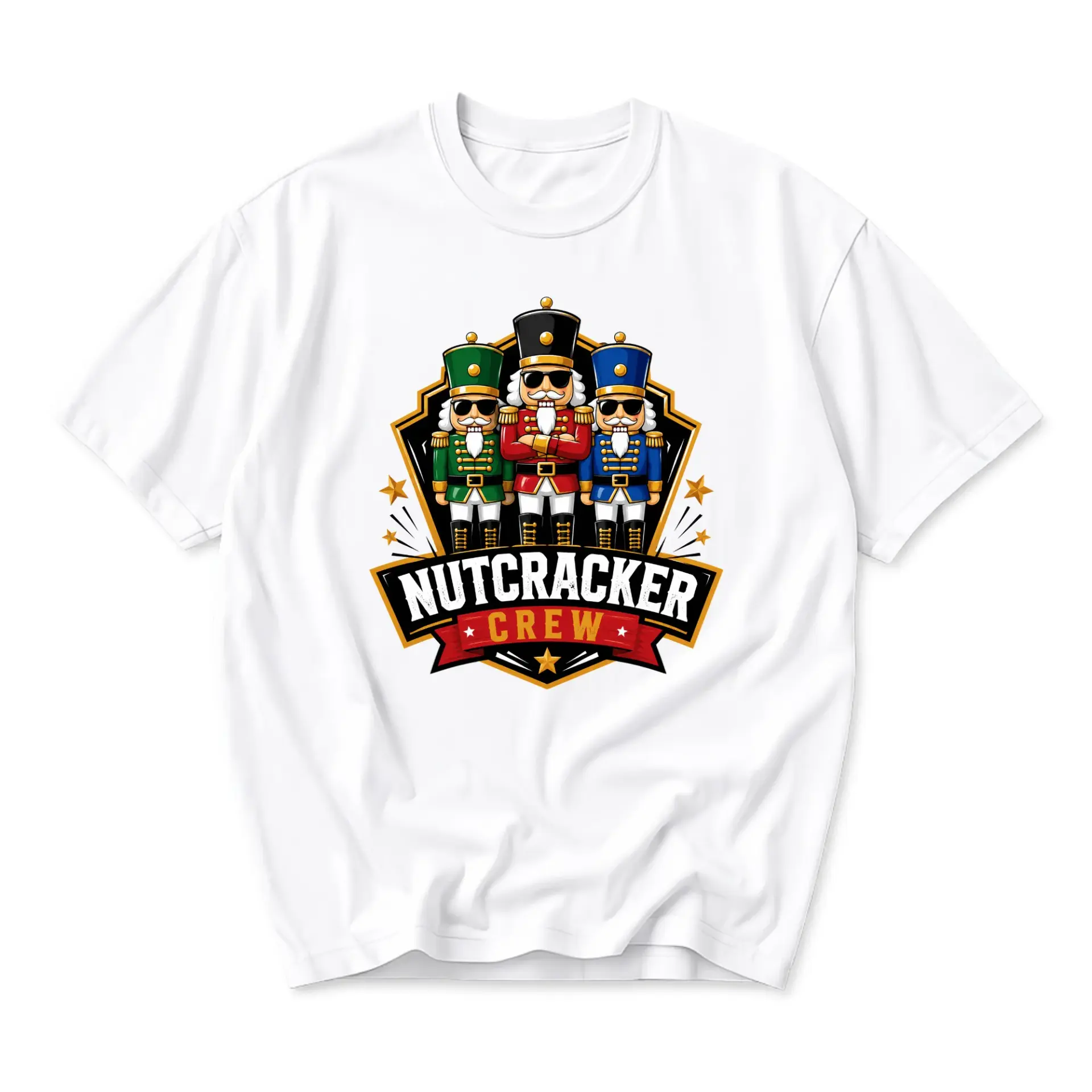 Funny Shirt Nutcracker Crew Graphic Tee Holiday Uniform Casual Unisex Short Sleeve Crew Neck Cotton Blend Apparel