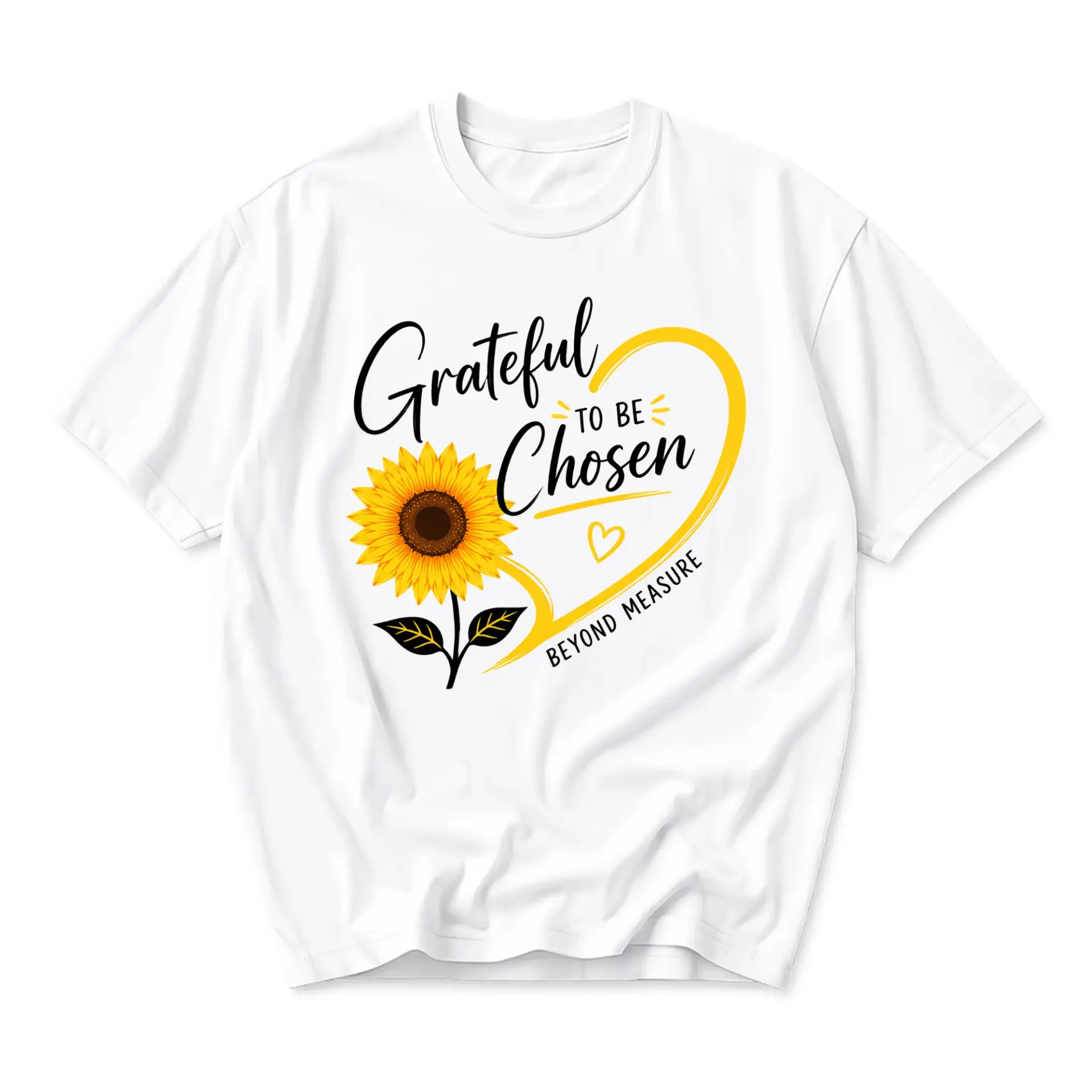 Graphic Tee Grateful to Sunflower Design Unisex Casual Crew Neck