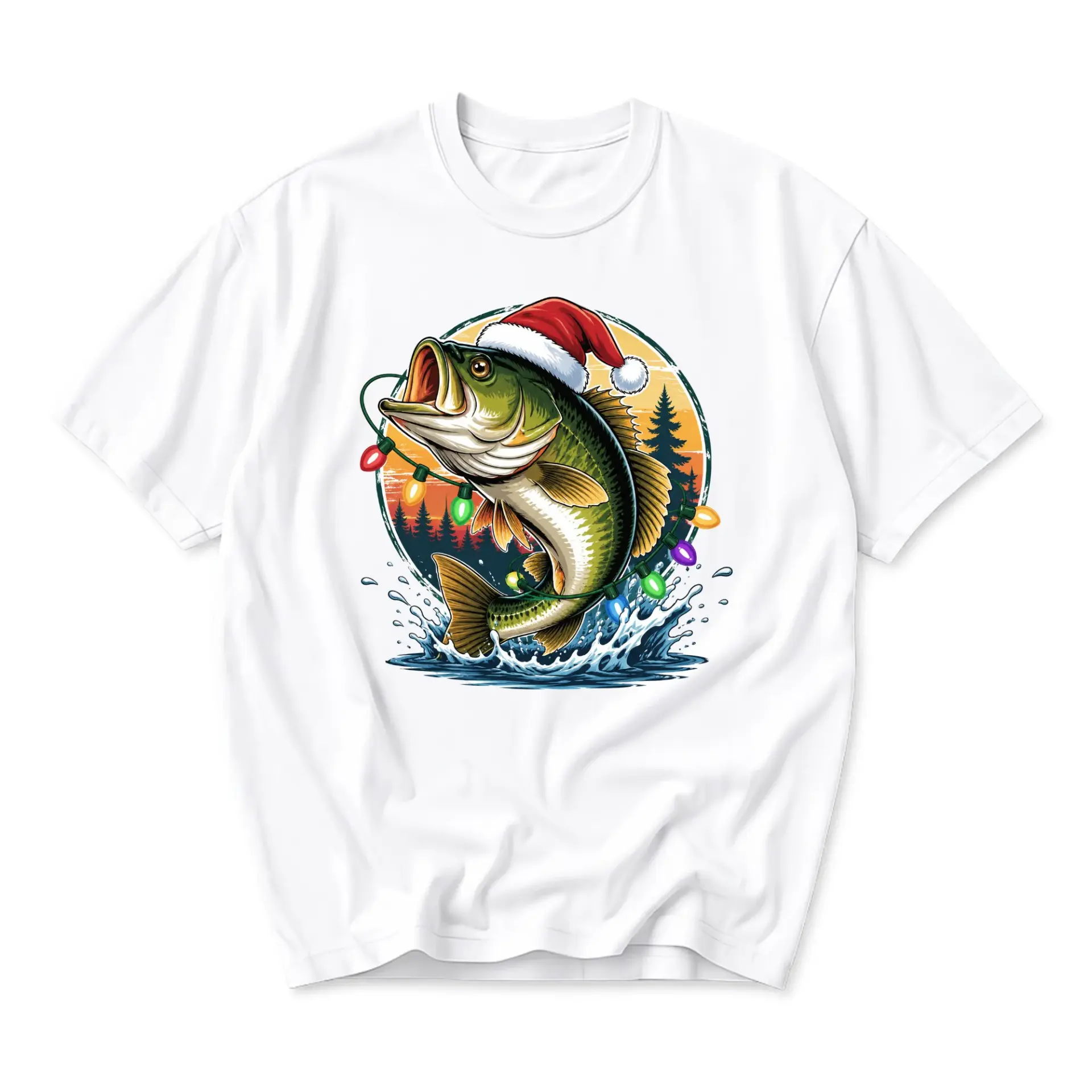 Funny Shirt Holiday Fishing Graphic Tee for Men and Women Unique Christmas